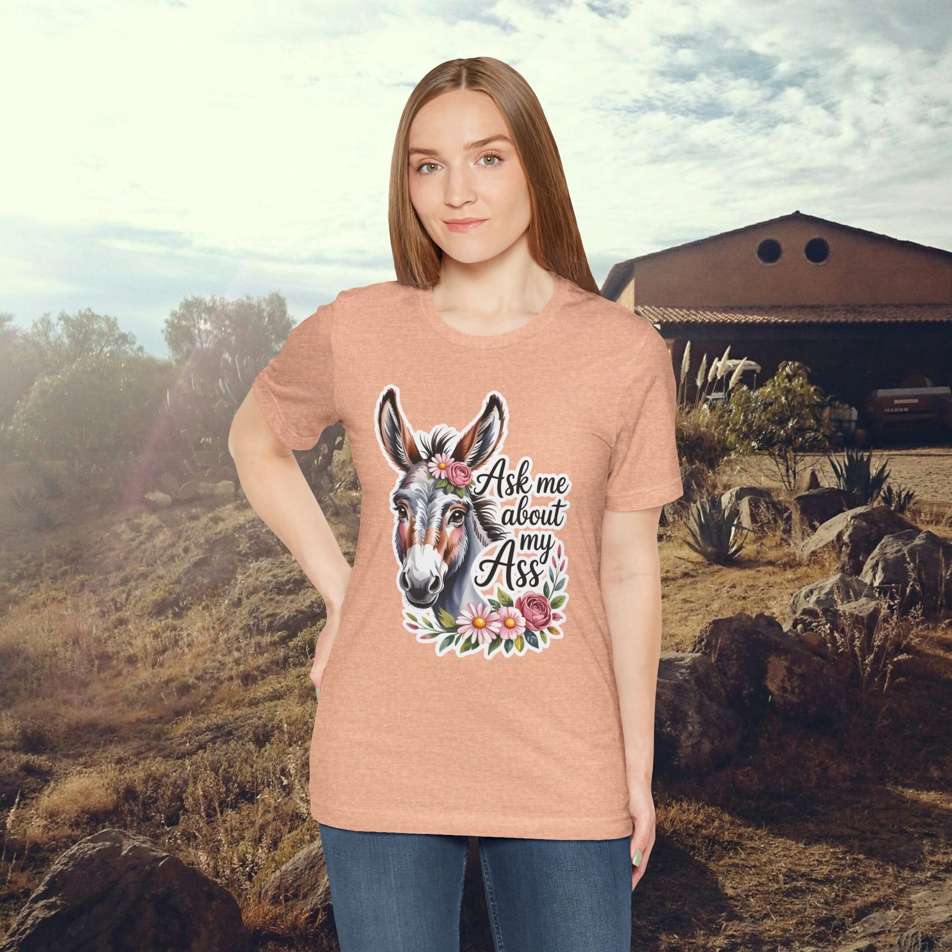 Ask Me About My Ass Floral Unisex Jersey Short Sleeve Tee