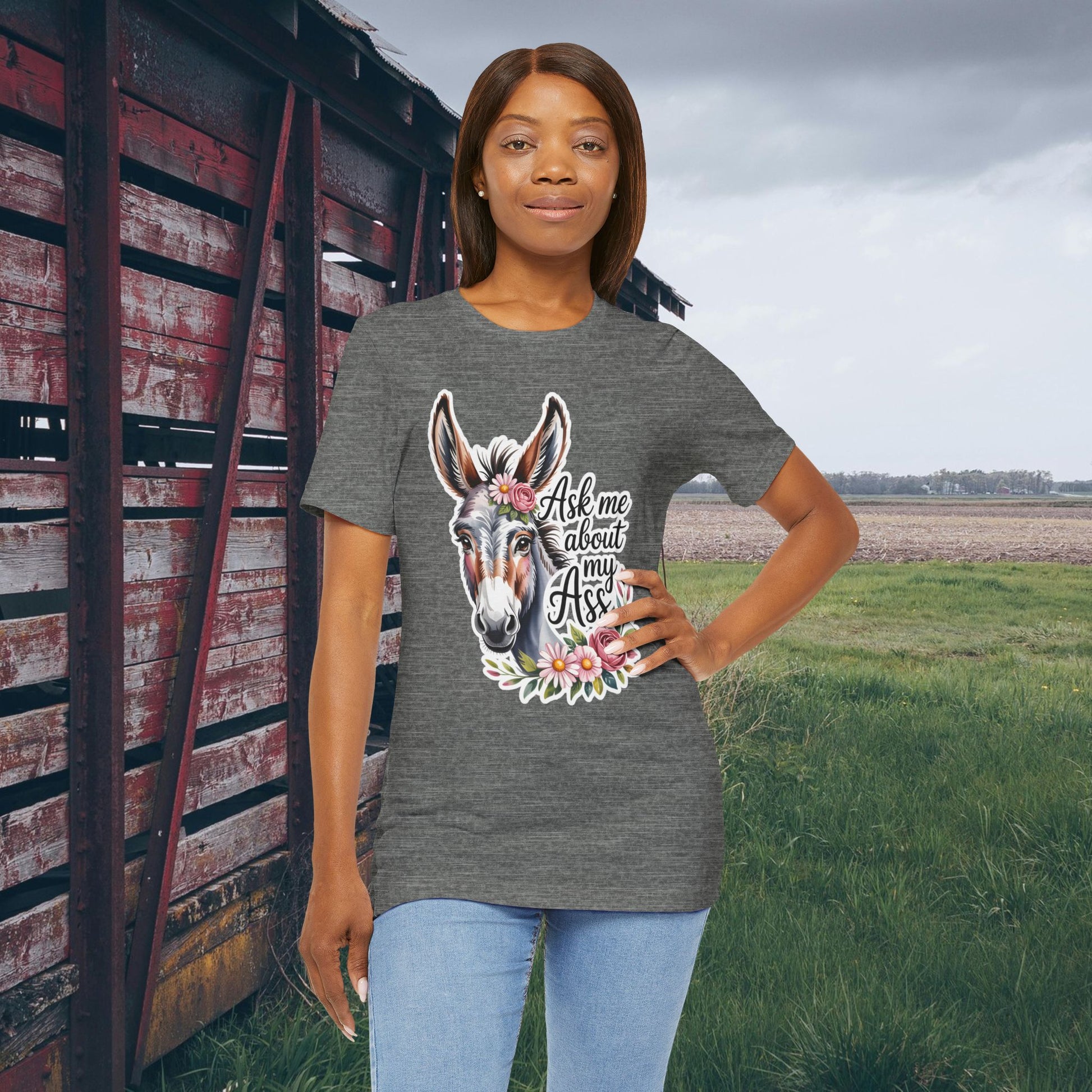 Ask Me About My Ass Floral Unisex Jersey Short Sleeve Tee