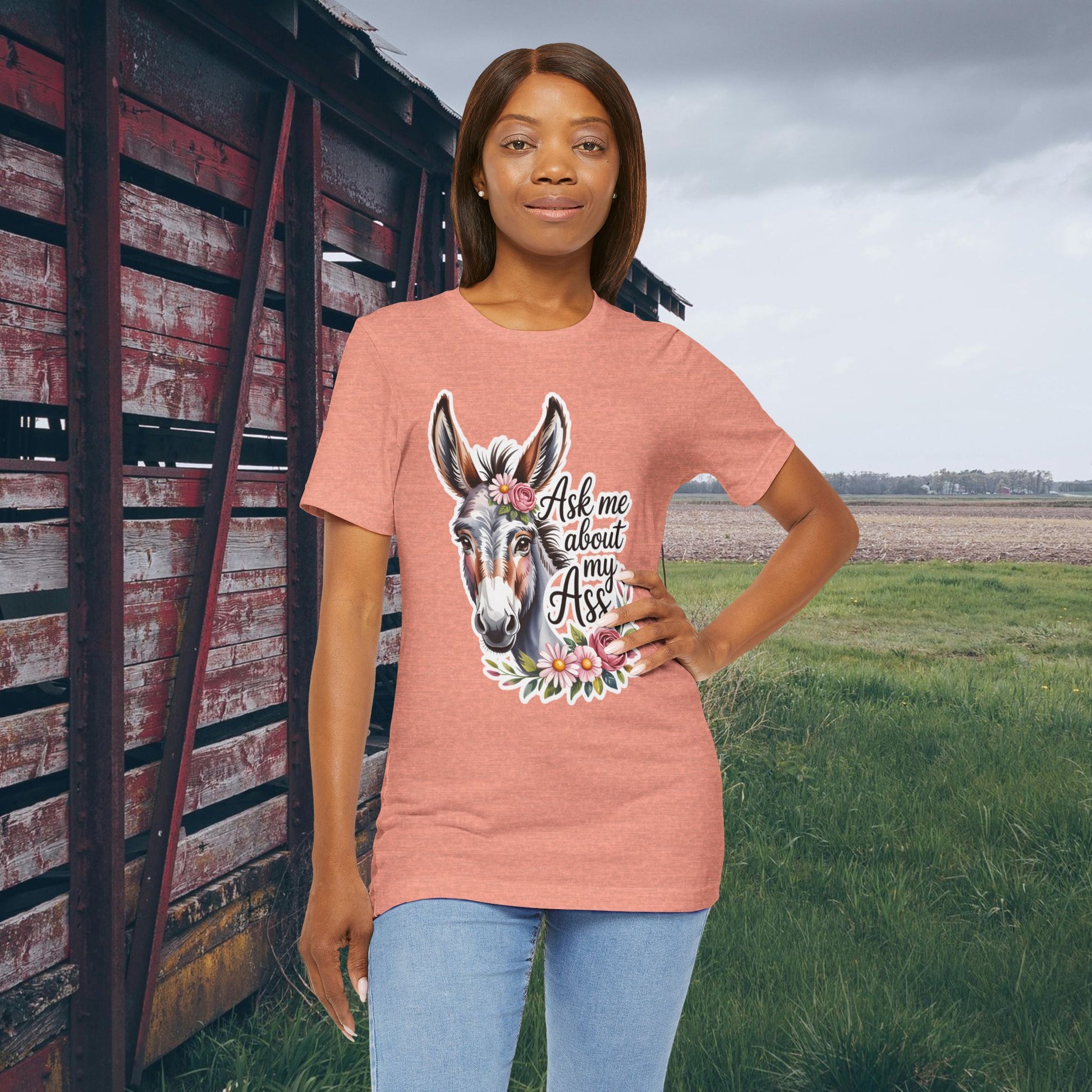 Ask Me About My Ass Floral Unisex Jersey Short Sleeve Tee