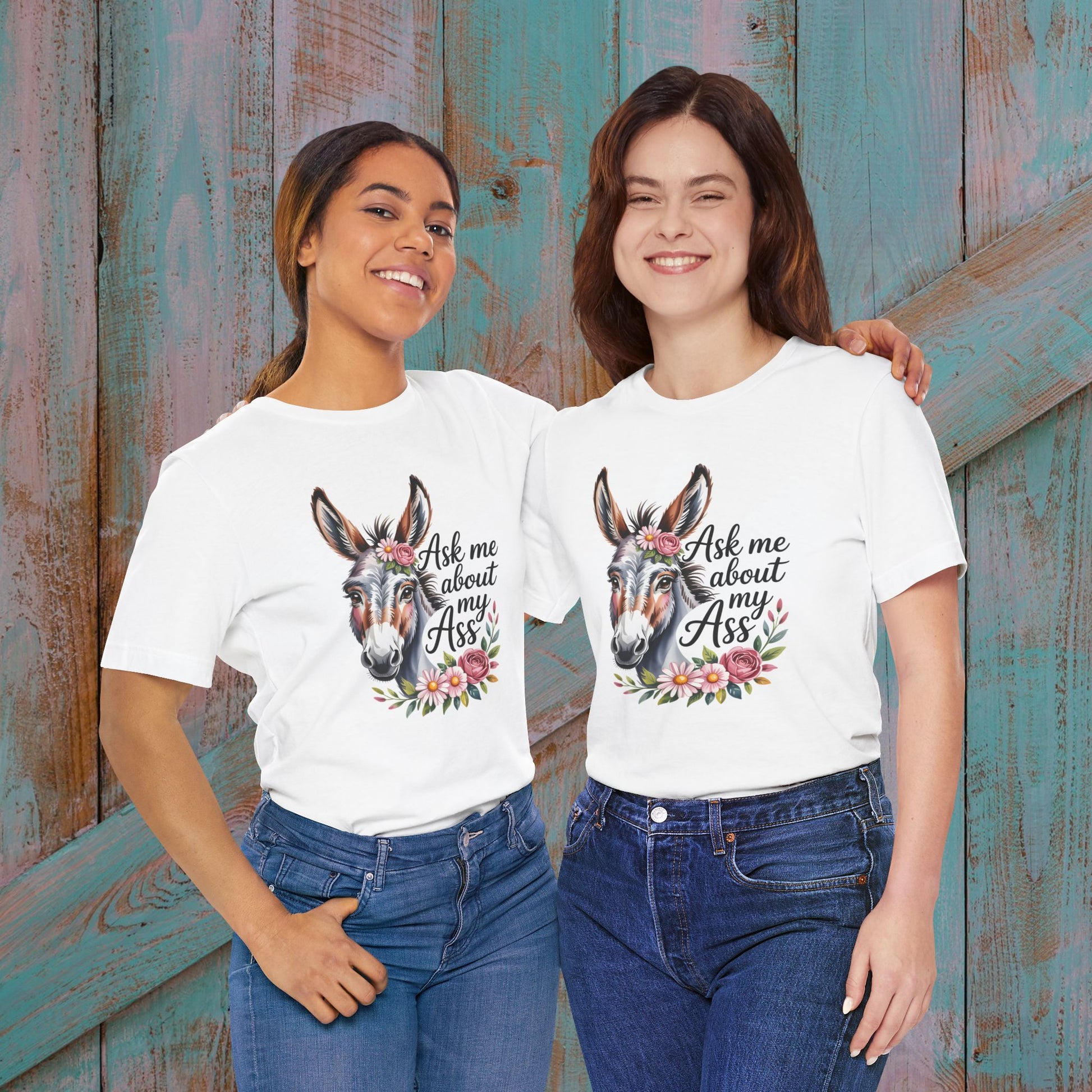 Ask Me About My Ass Floral Unisex Jersey Short Sleeve Tee