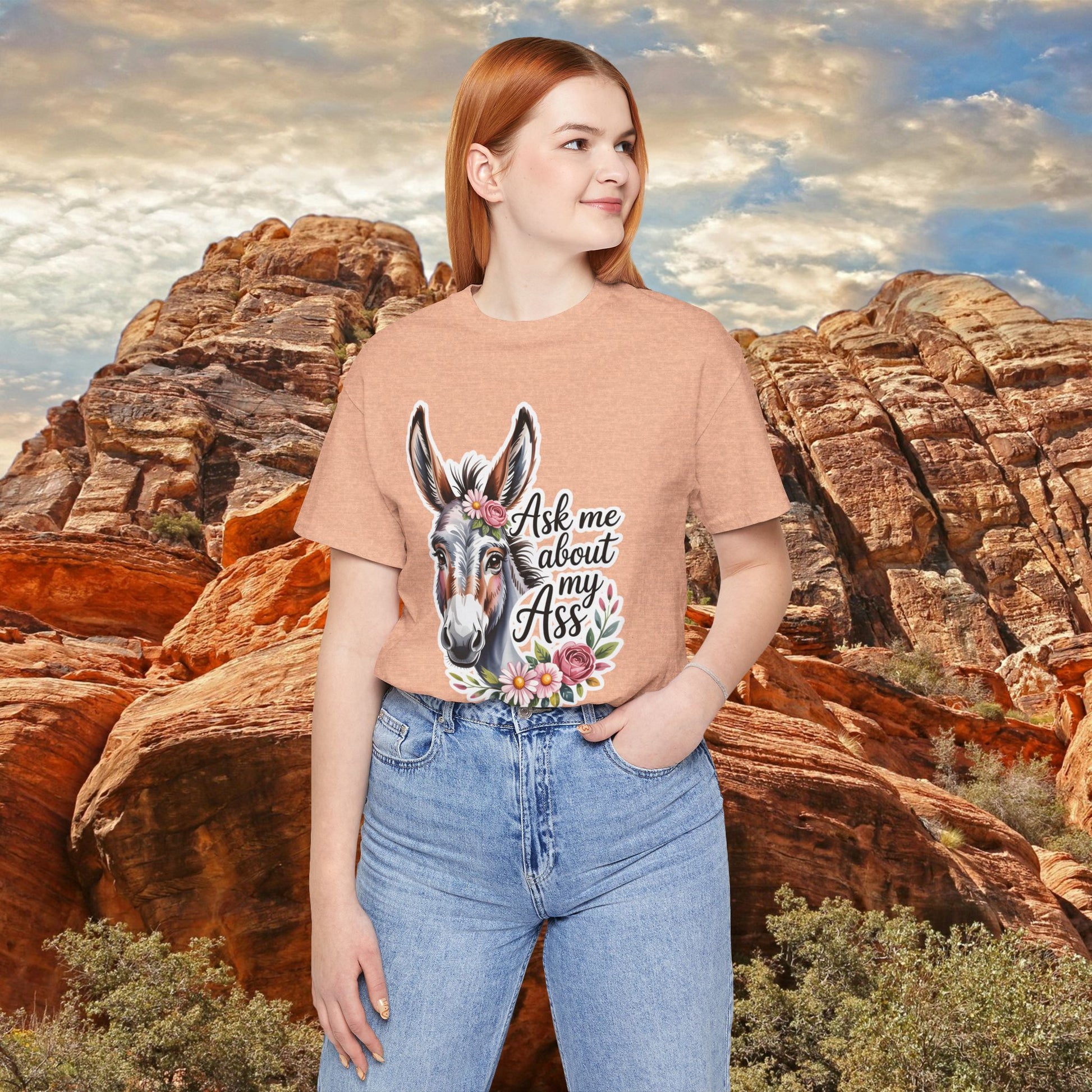 Ask Me About My Ass Floral Unisex Jersey Short Sleeve Tee