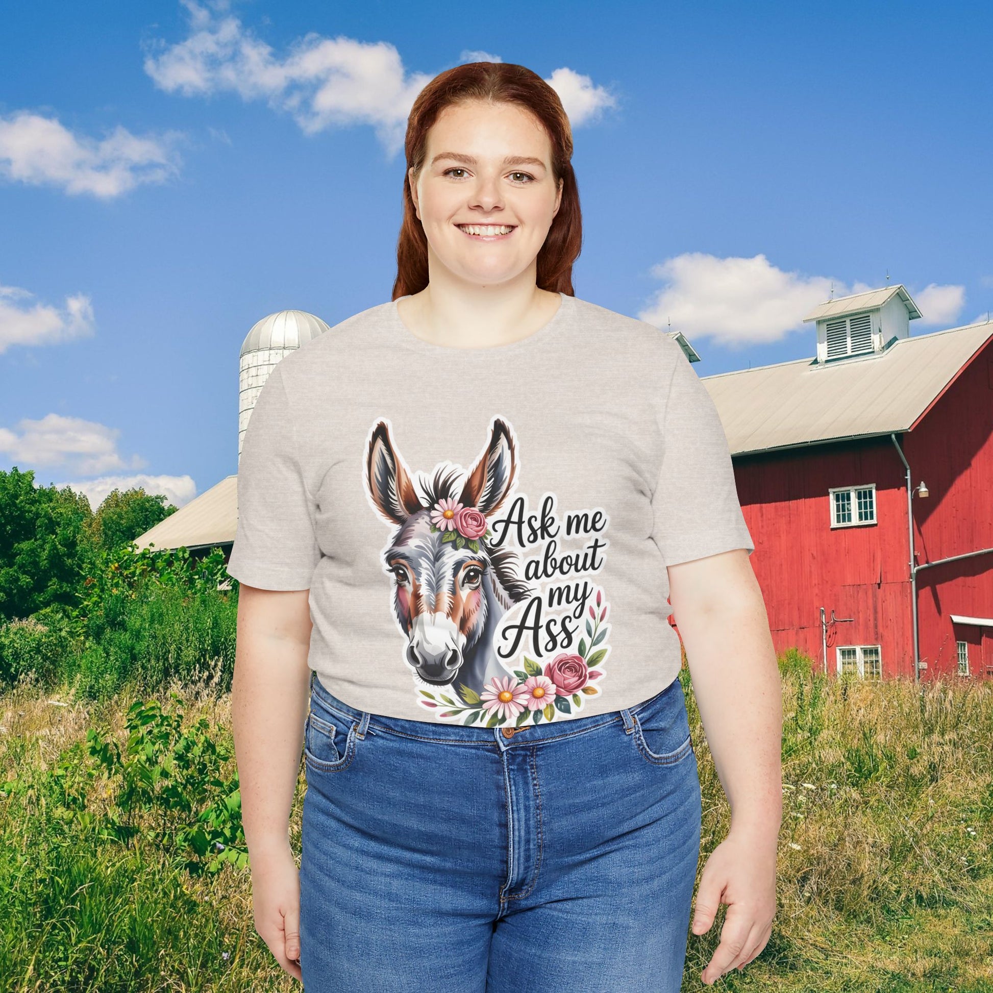 Ask Me About My Ass Floral Unisex Jersey Short Sleeve Tee