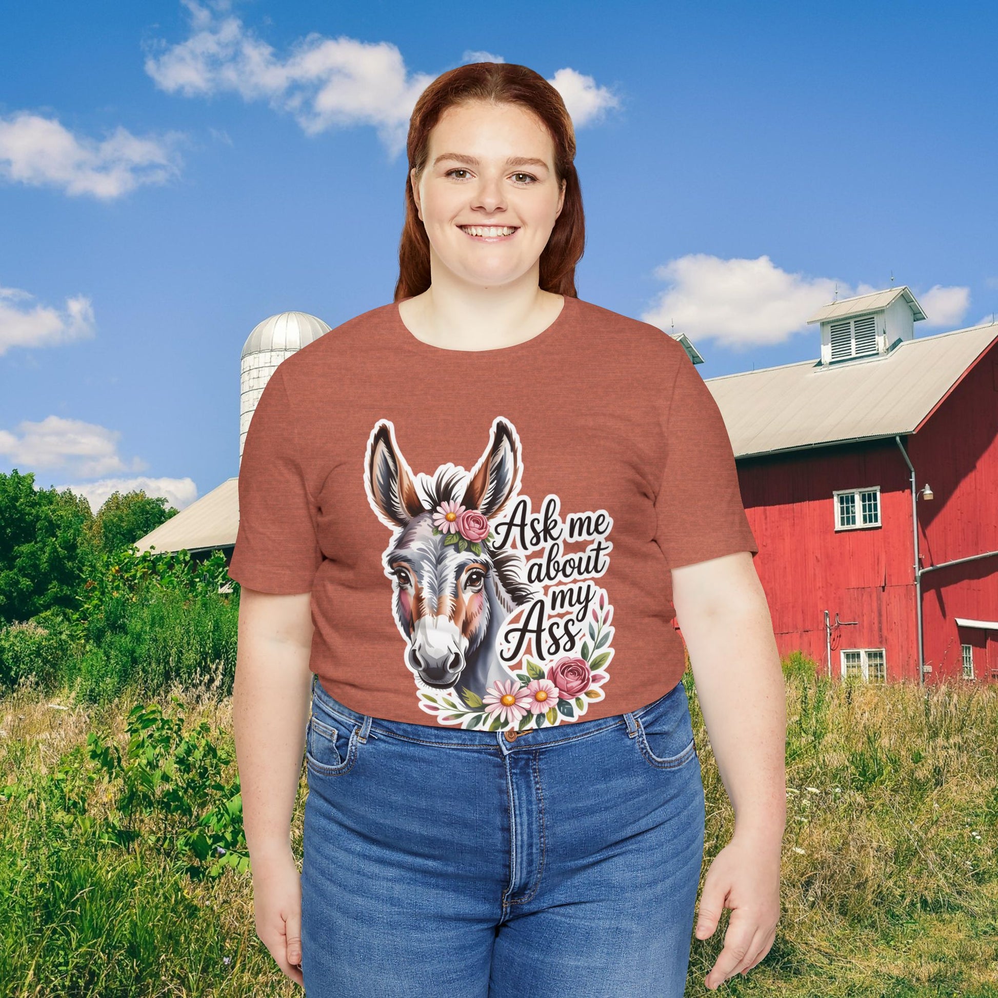 Ask Me About My Ass Floral Unisex Jersey Short Sleeve Tee