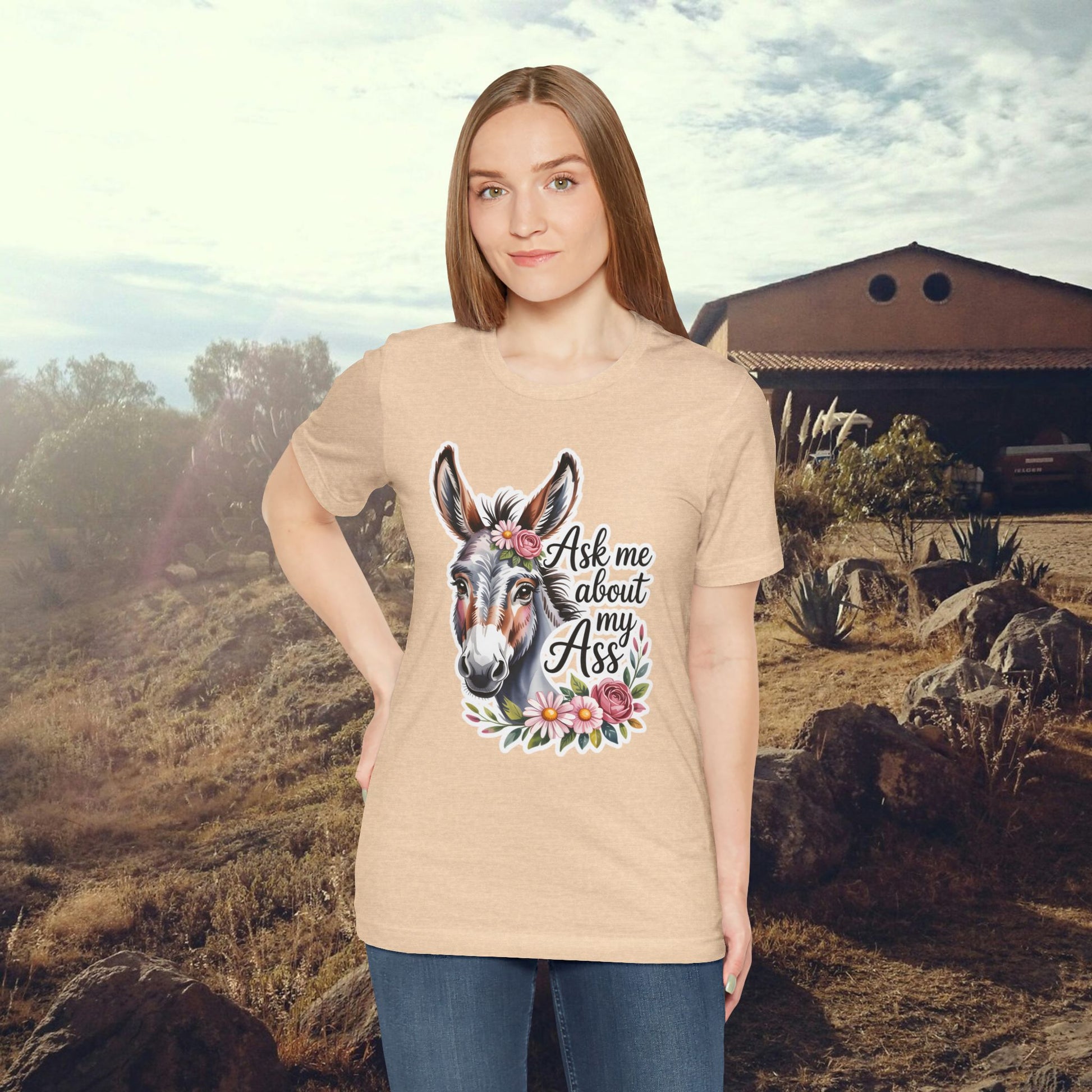 Ask Me About My Ass Floral Unisex Jersey Short Sleeve Tee