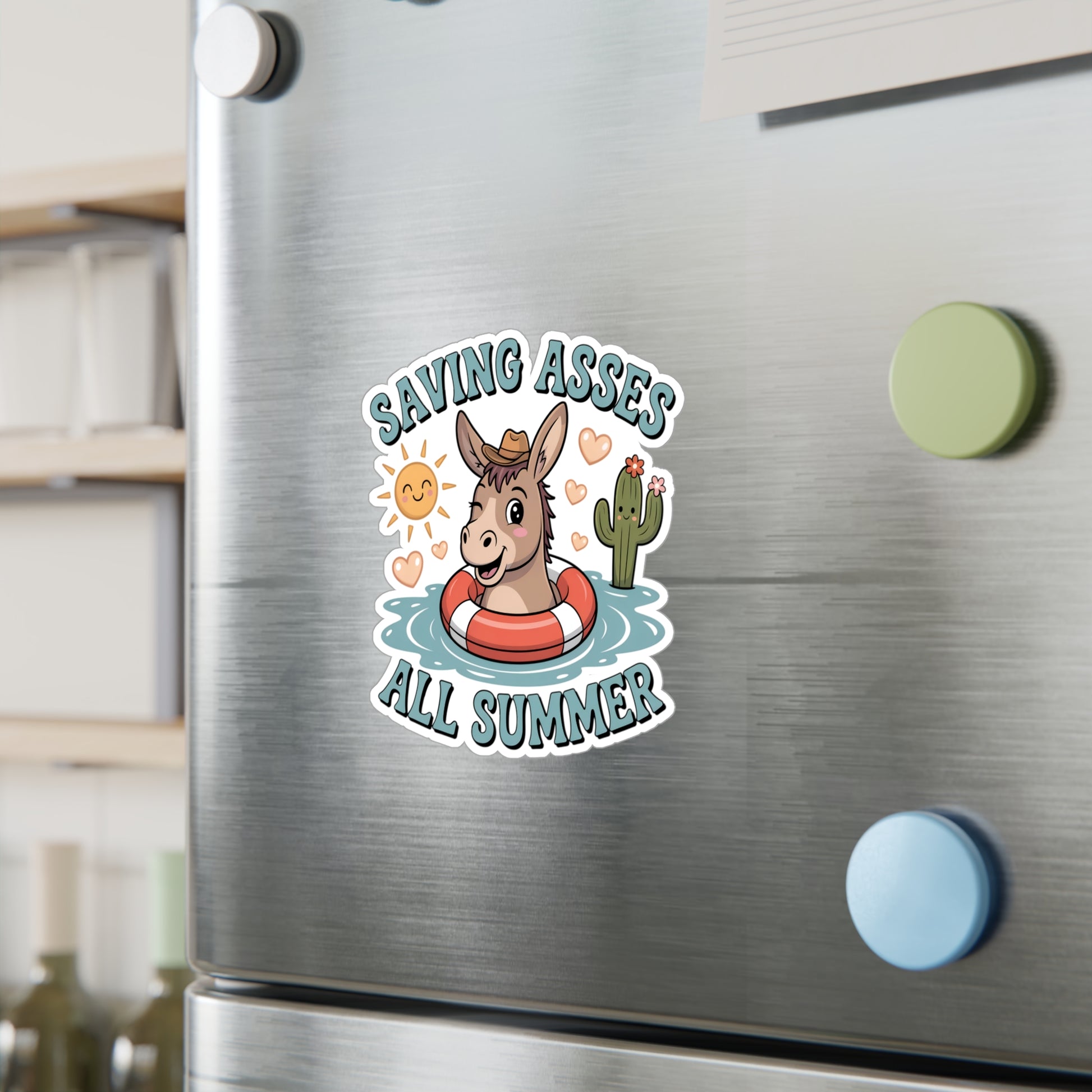 6" x 8" Kiss-Cut Satin | Saving Asses All Summer – Cowboy Donkey Rescue Sticker | Stickers