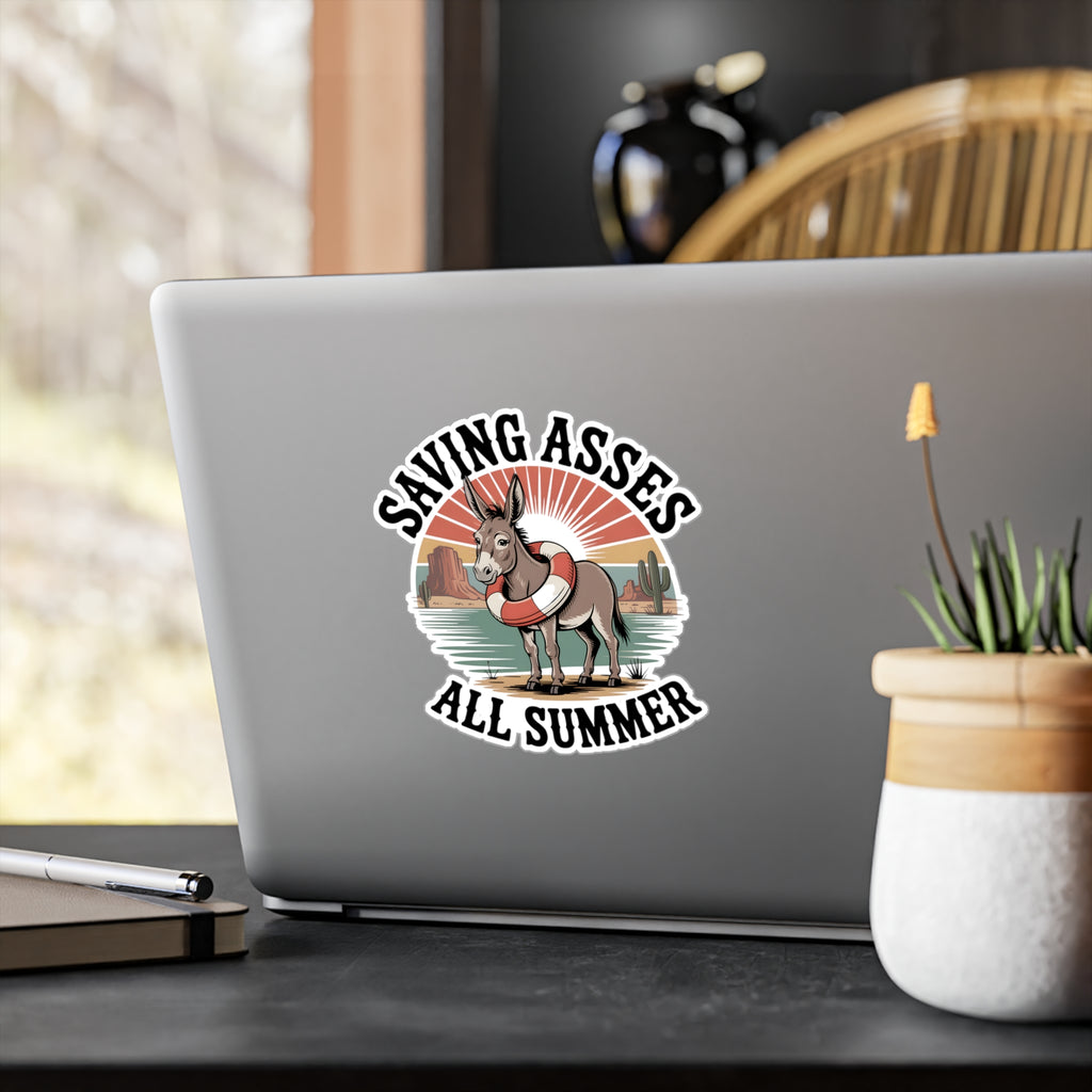 6" x 8" Kiss-Cut Satin | Saving Asses All Summer – Desert Donkey Rescue Sticker | Stickers
