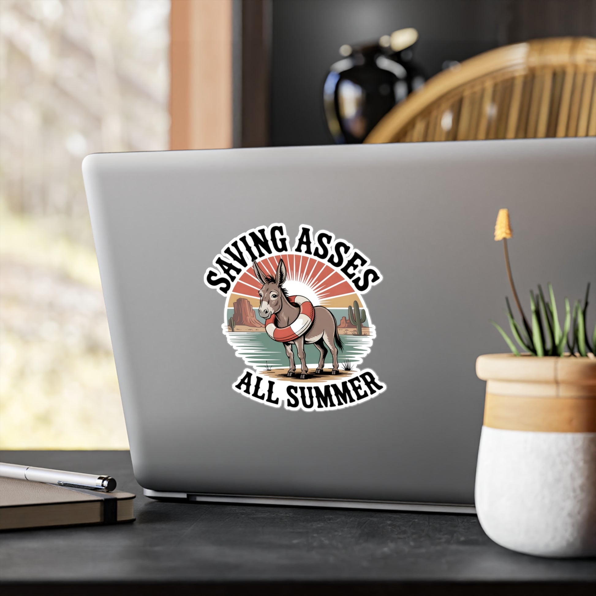 6" x 8" Kiss-Cut Satin | Saving Asses All Summer – Desert Donkey Rescue Sticker | Stickers