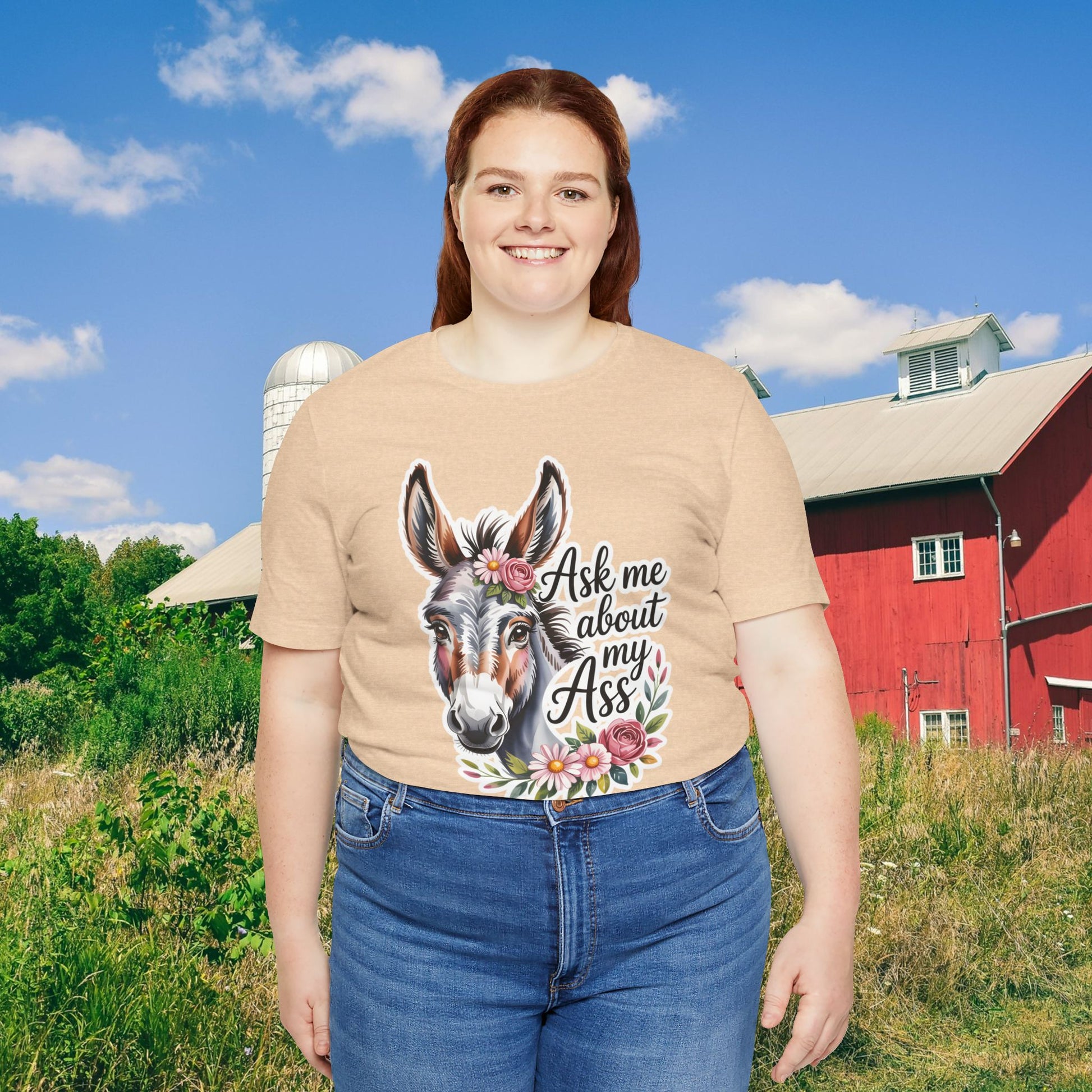 Ask Me About My Ass Floral Unisex Jersey Short Sleeve Tee