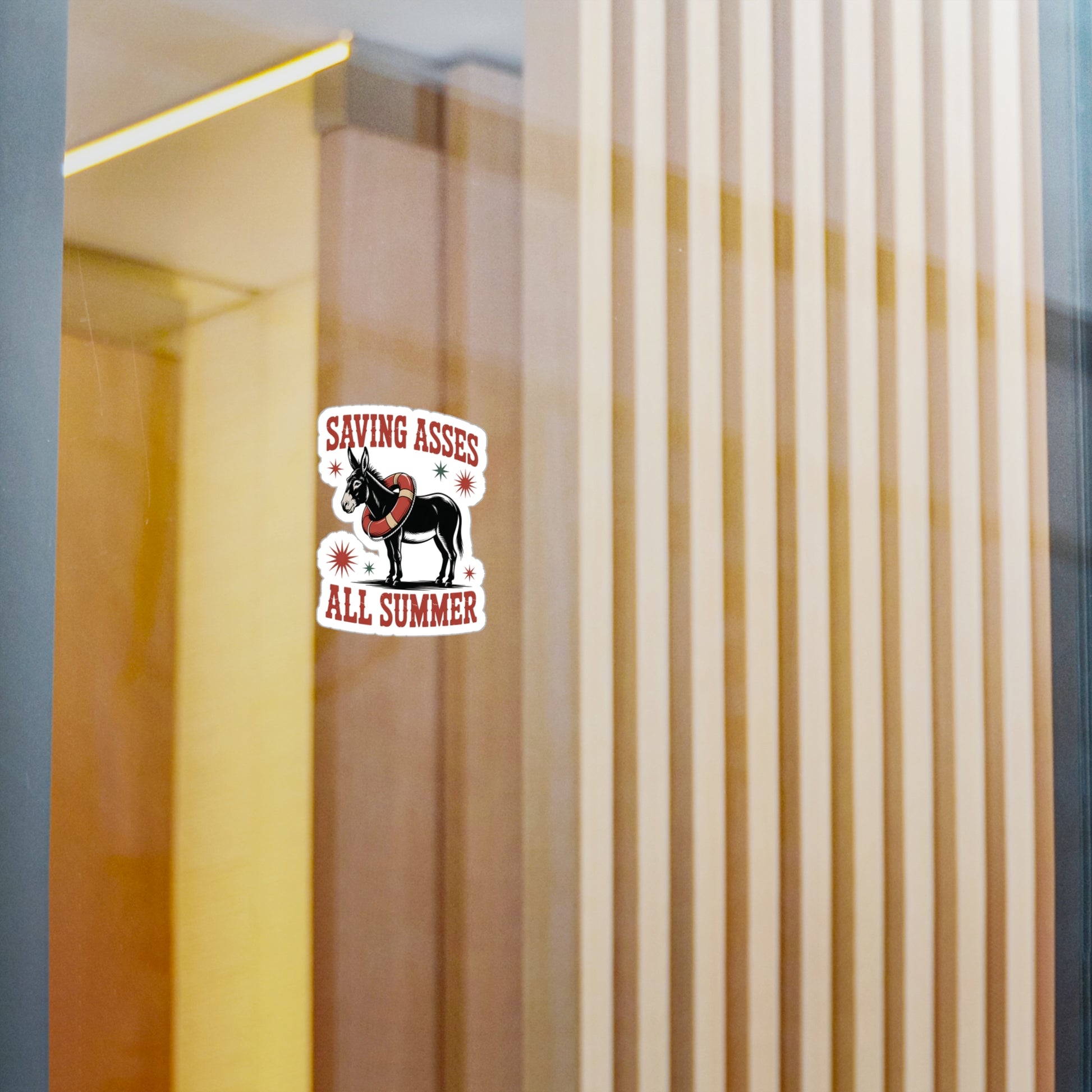 8" x 10" Kiss-Cut Satin | Saving Asses All Summer – Americana Donkey Rescue Sticker | Stickers