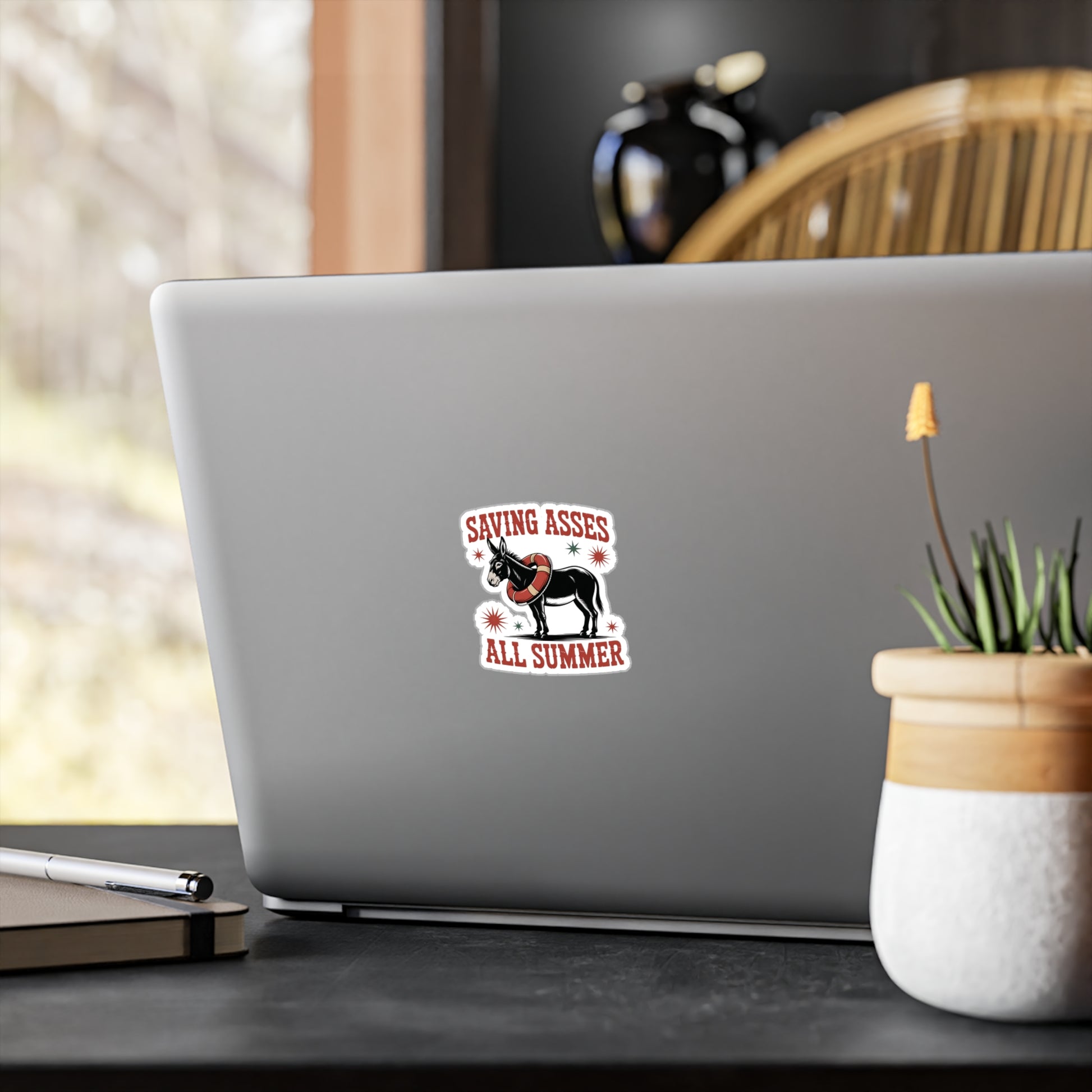 8" x 10" Kiss-Cut Satin | Saving Asses All Summer – Americana Donkey Rescue Sticker | Stickers