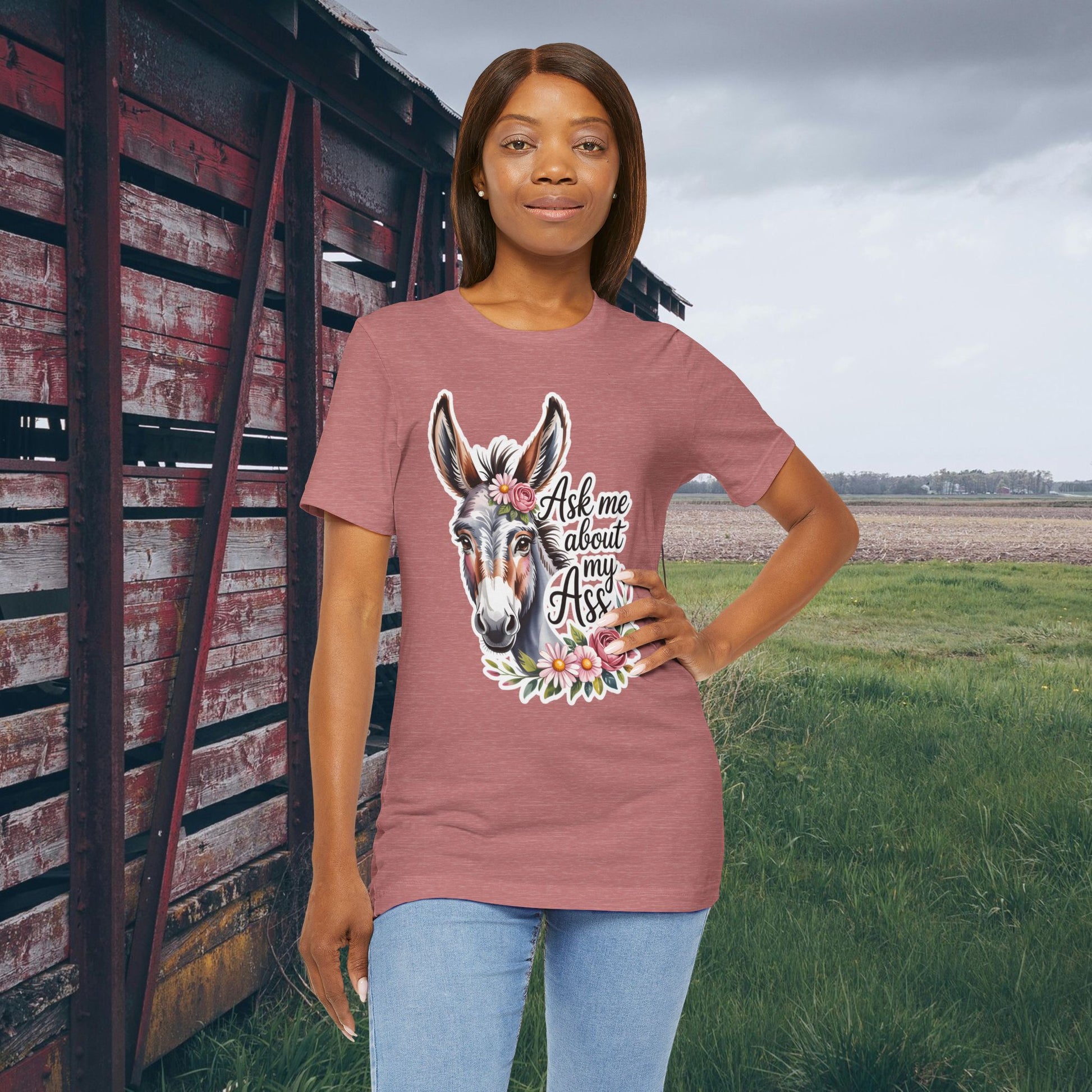 Ask Me About My Ass Floral Unisex Jersey Short Sleeve Tee