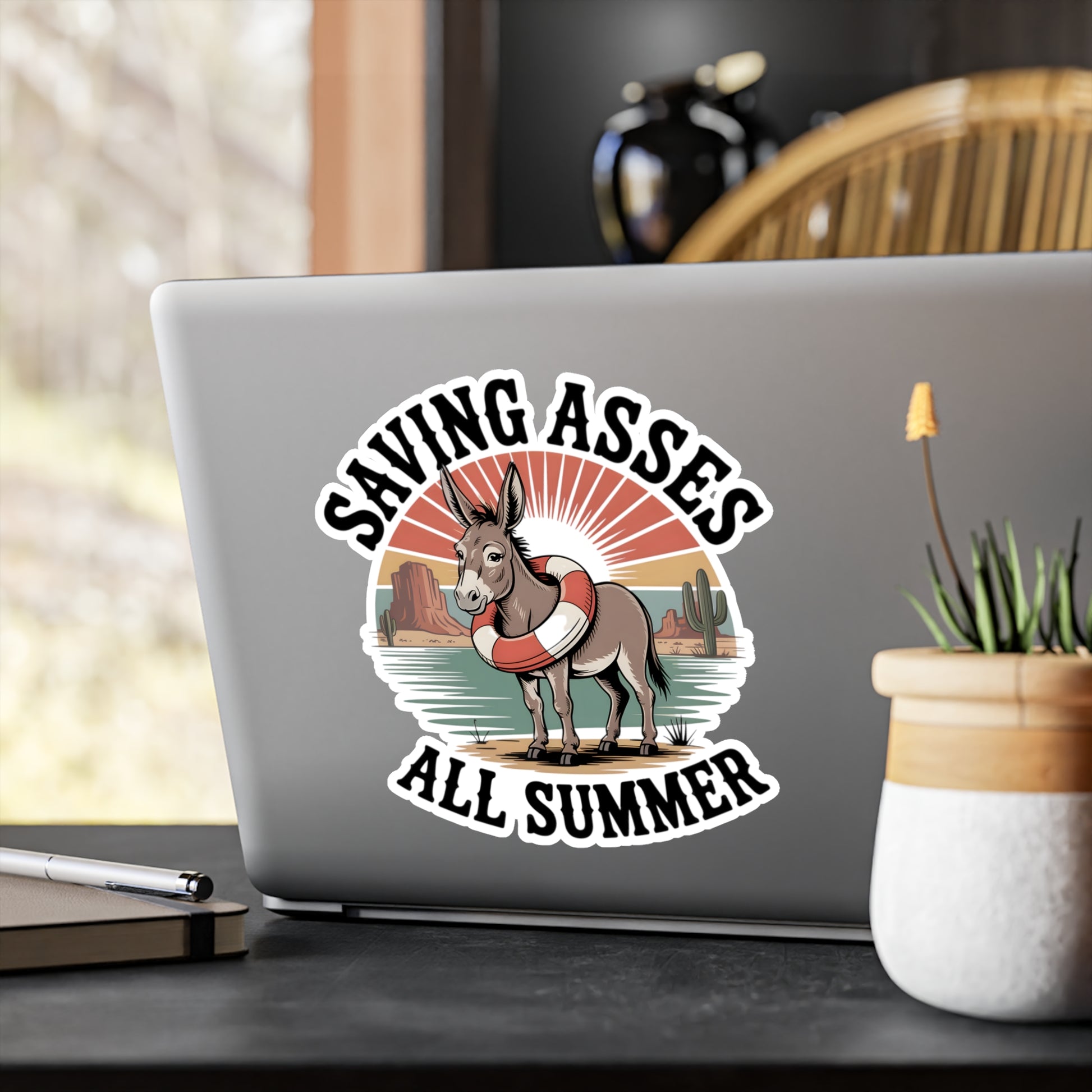 8" x 10" Kiss-Cut Satin | Saving Asses All Summer – Desert Donkey Rescue Sticker | Stickers