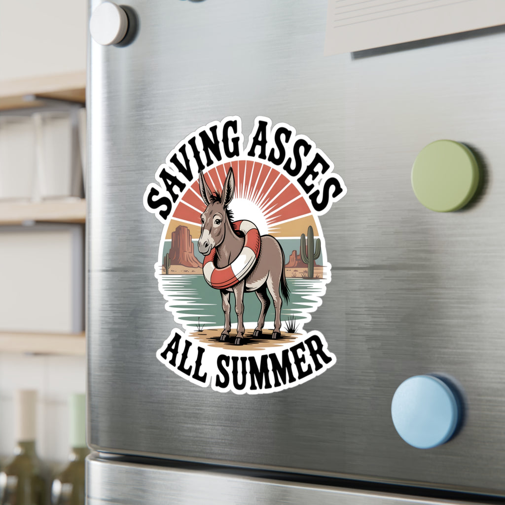 8" x 10" Kiss-Cut Satin | Saving Asses All Summer – Desert Donkey Rescue Sticker | Stickers