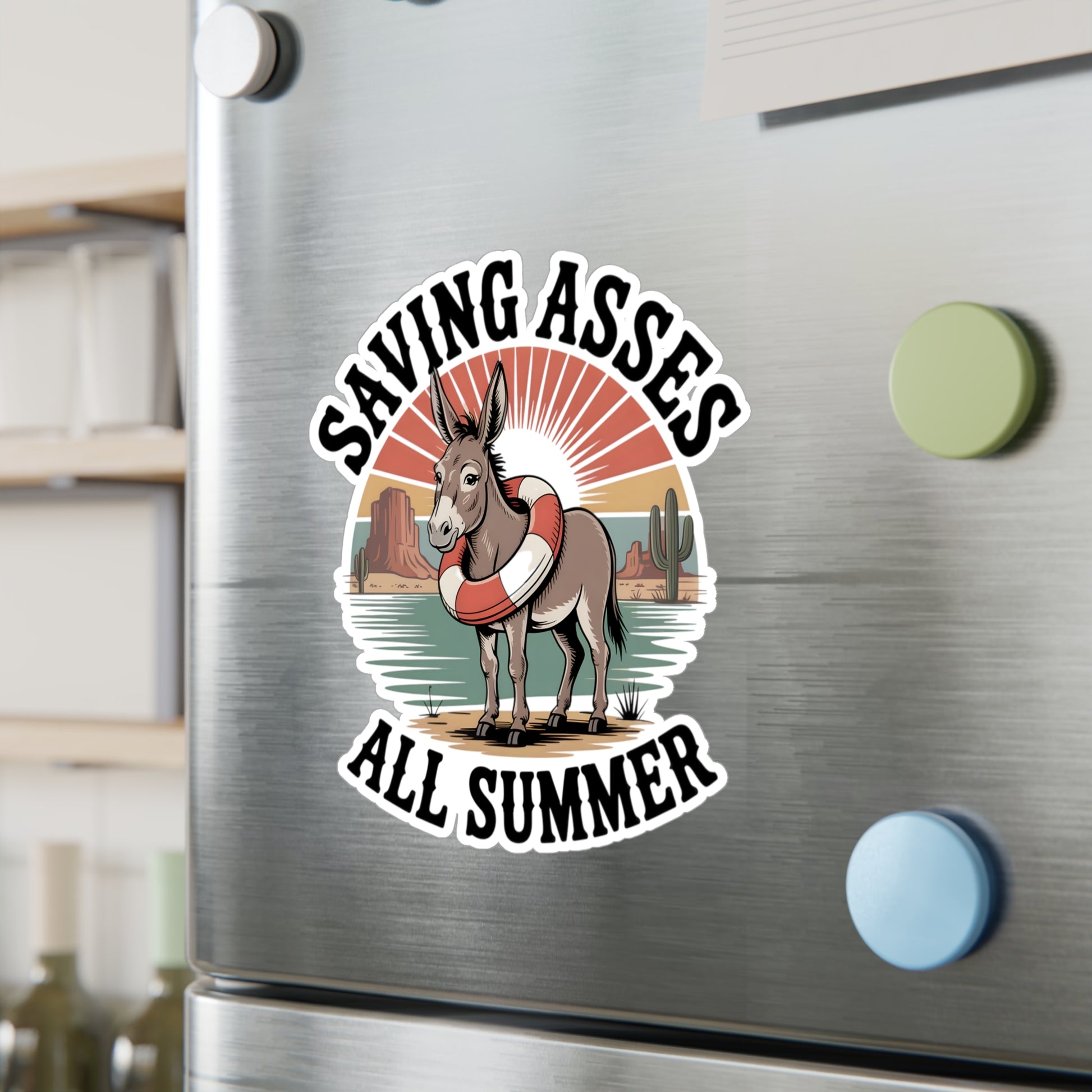 8" x 10" Kiss-Cut Satin | Saving Asses All Summer – Desert Donkey Rescue Sticker | Stickers