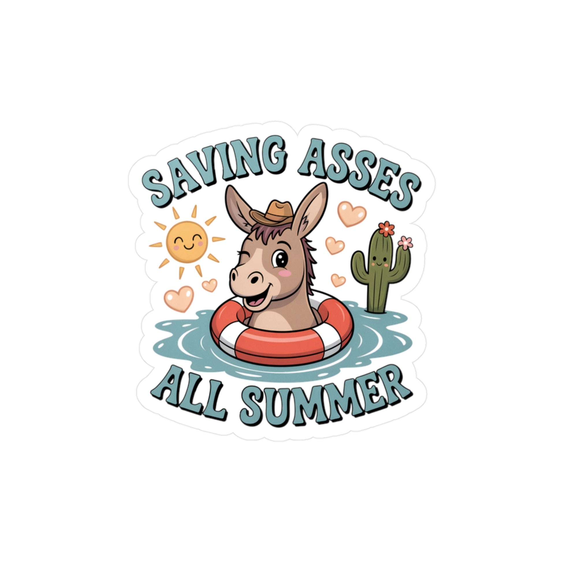 3" x 4" Kiss-Cut Satin | Saving Asses All Summer – Cowboy Donkey Rescue Sticker | Stickers