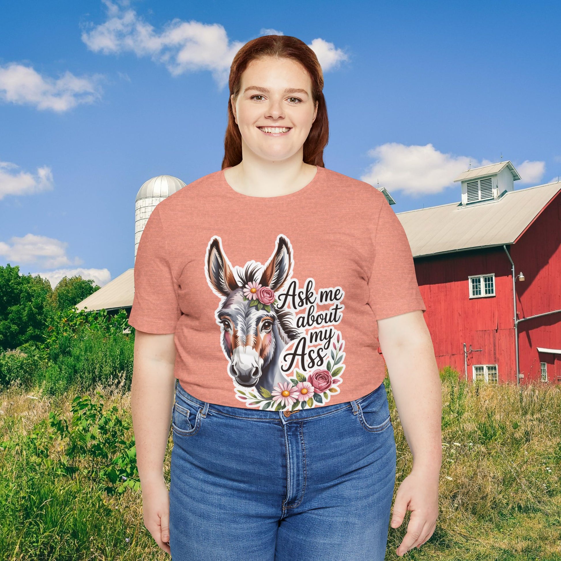 Ask Me About My Ass Floral Unisex Jersey Short Sleeve Tee