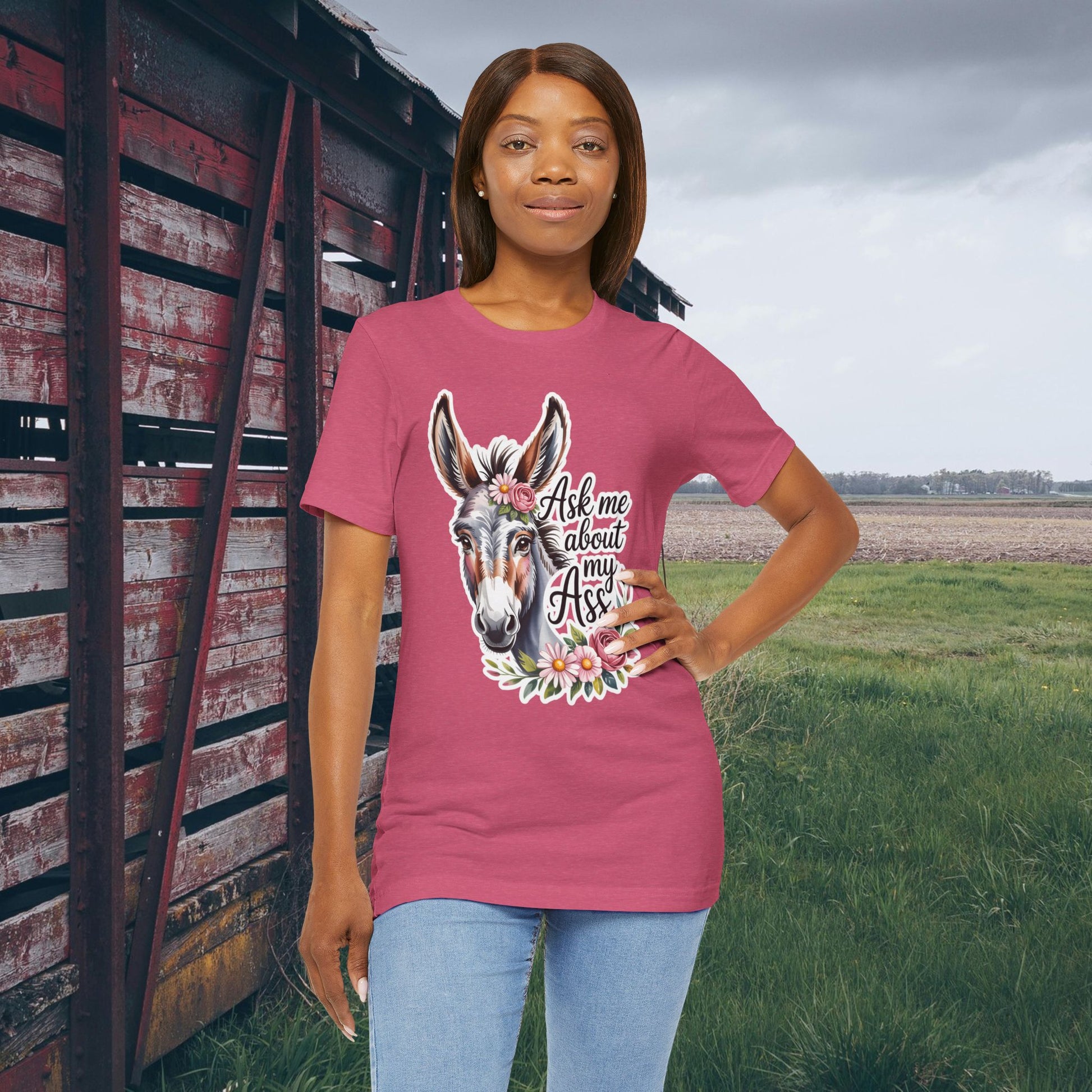 Ask Me About My Ass Floral Unisex Jersey Short Sleeve Tee