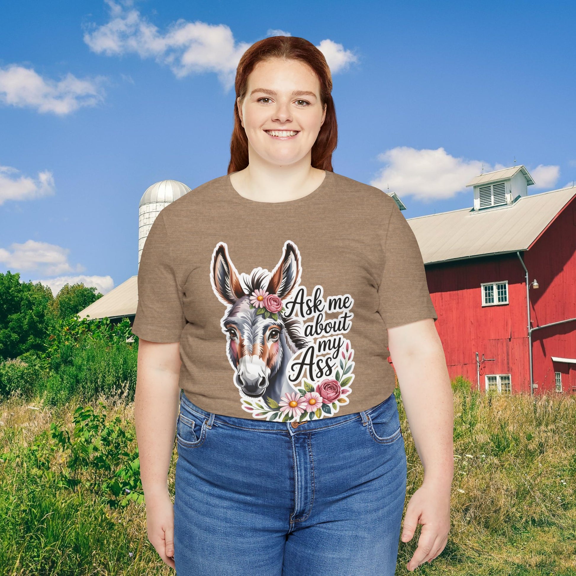 Ask Me About My Ass Floral Unisex Jersey Short Sleeve Tee