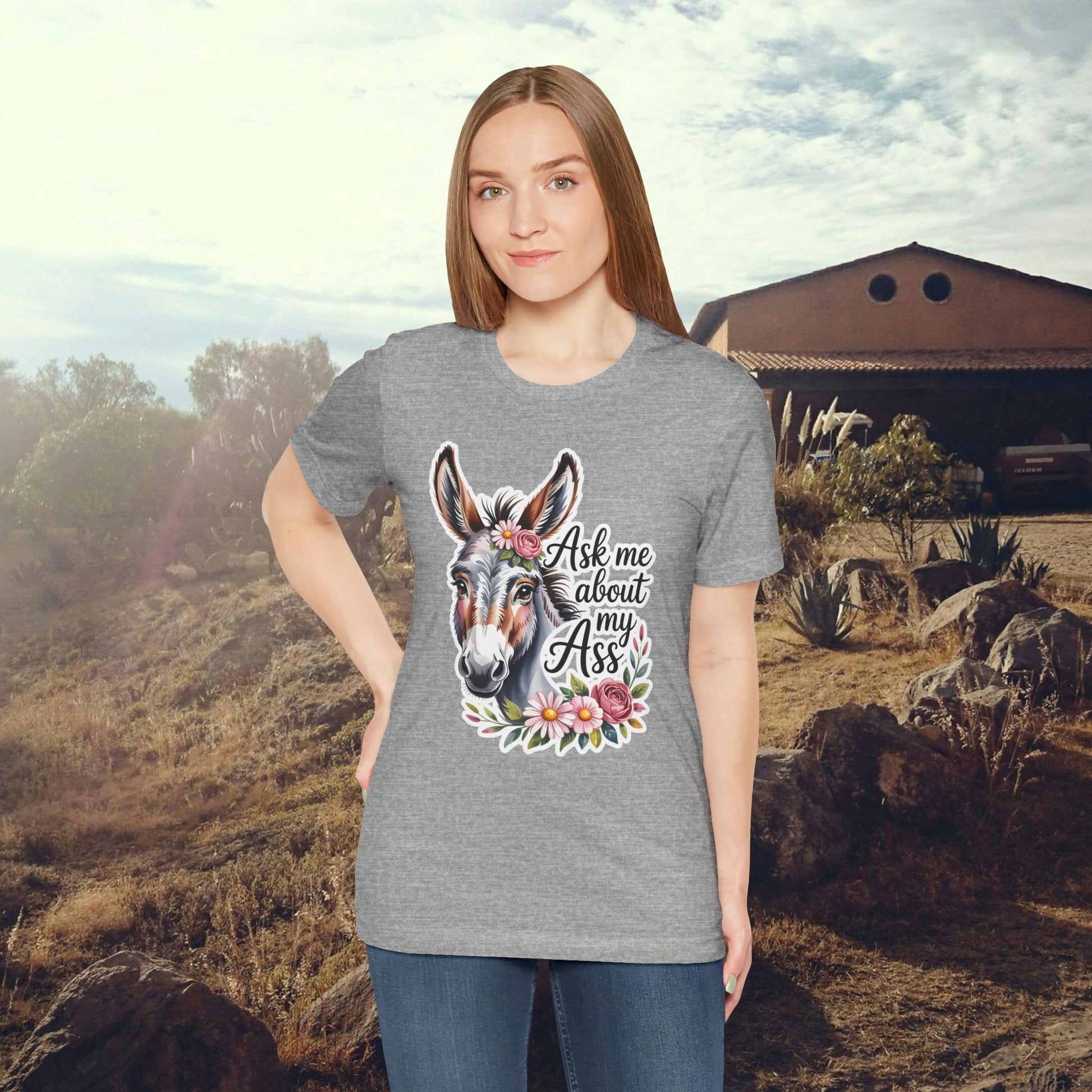 Ask Me About My Ass Floral Unisex Jersey Short Sleeve Tee