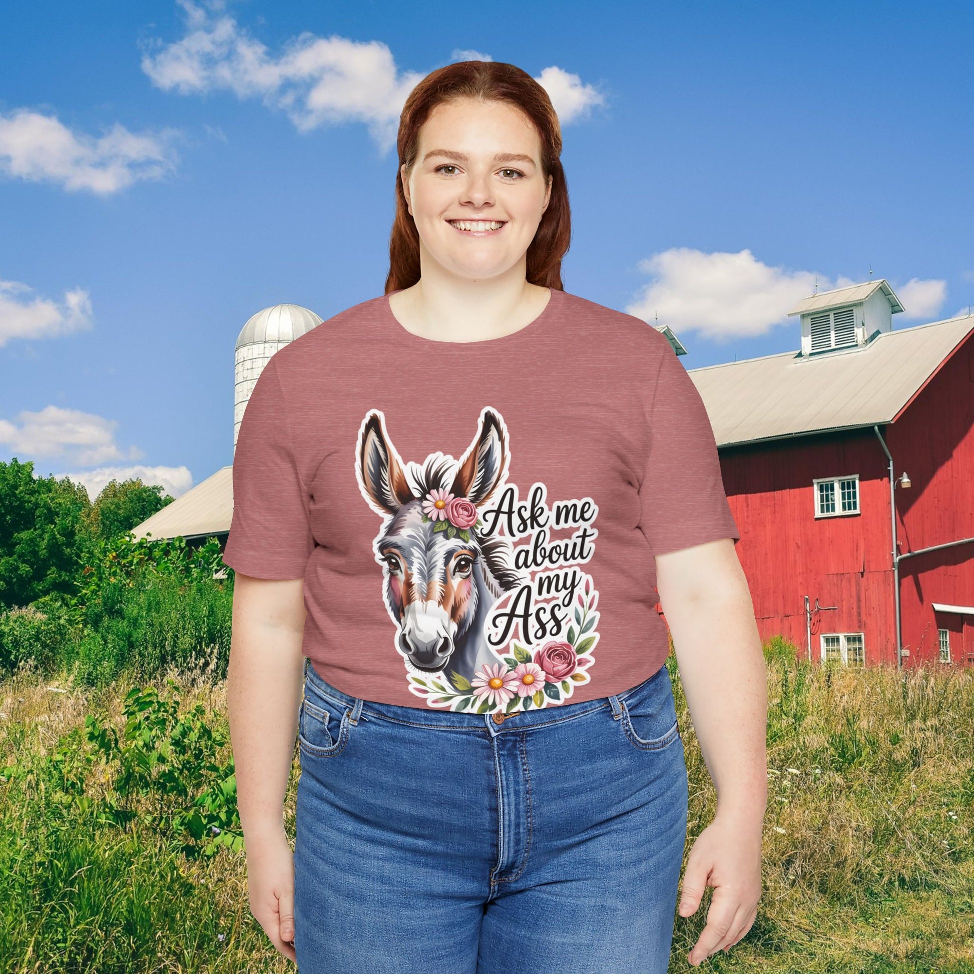Ask Me About My Ass Floral Unisex Jersey Short Sleeve Tee