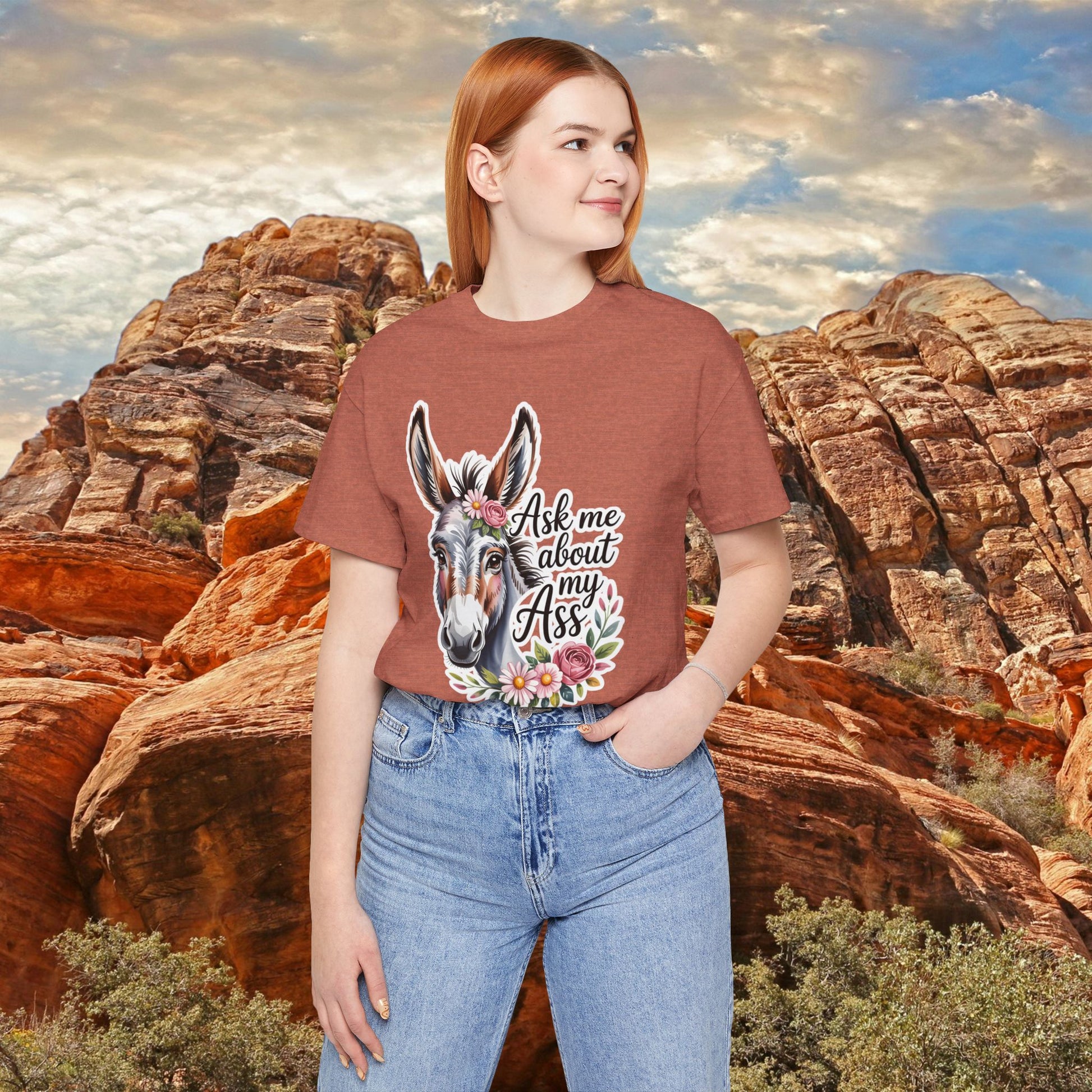 Ask Me About My Ass Floral Unisex Jersey Short Sleeve Tee