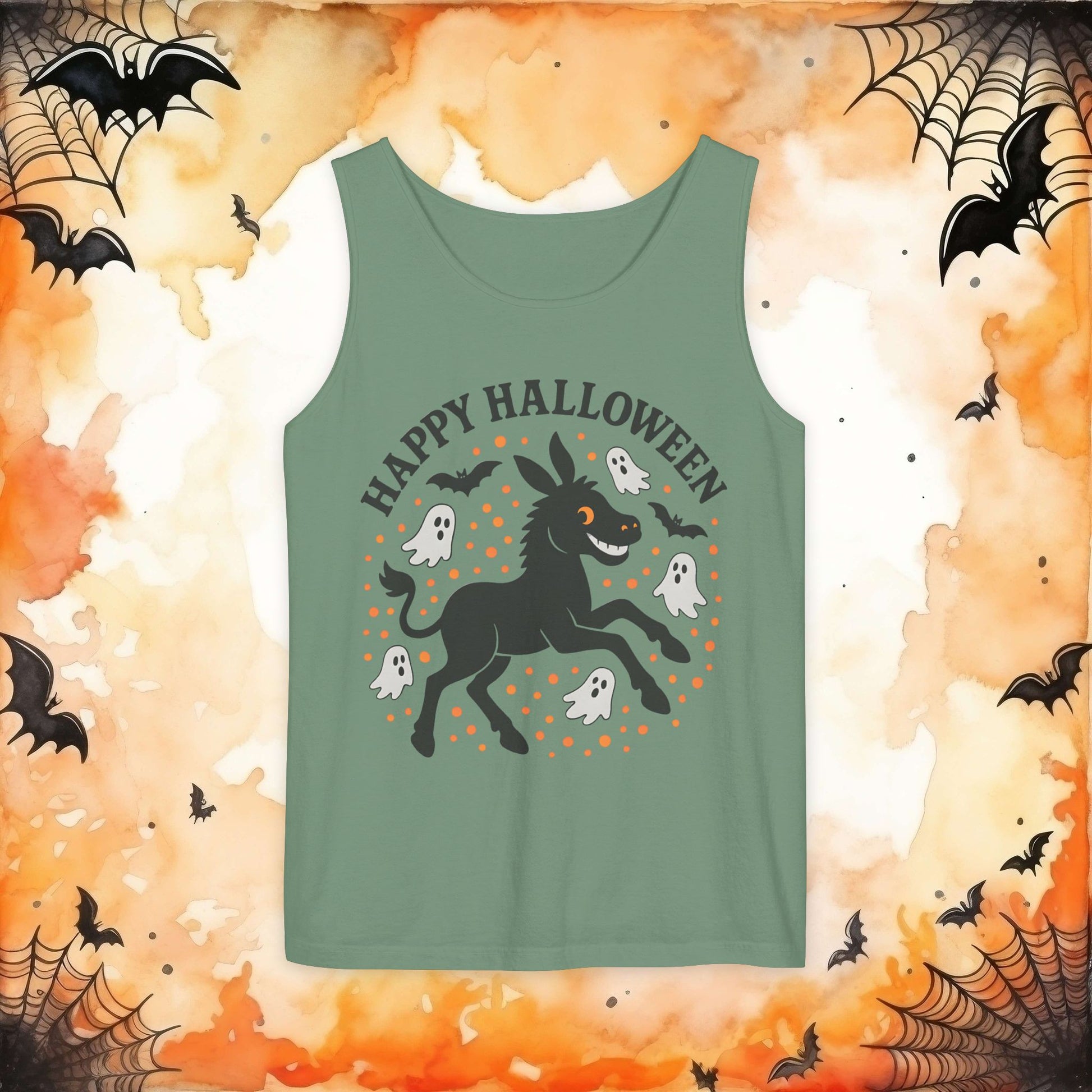 Light Green | Happy Halloween Spooky Donkey Tank Top | Tank Top