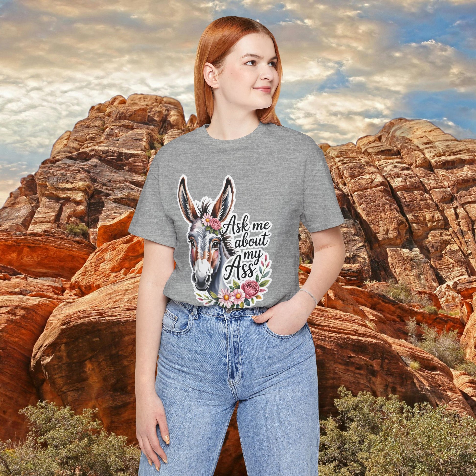 Ask Me About My Ass Floral Unisex Jersey Short Sleeve Tee