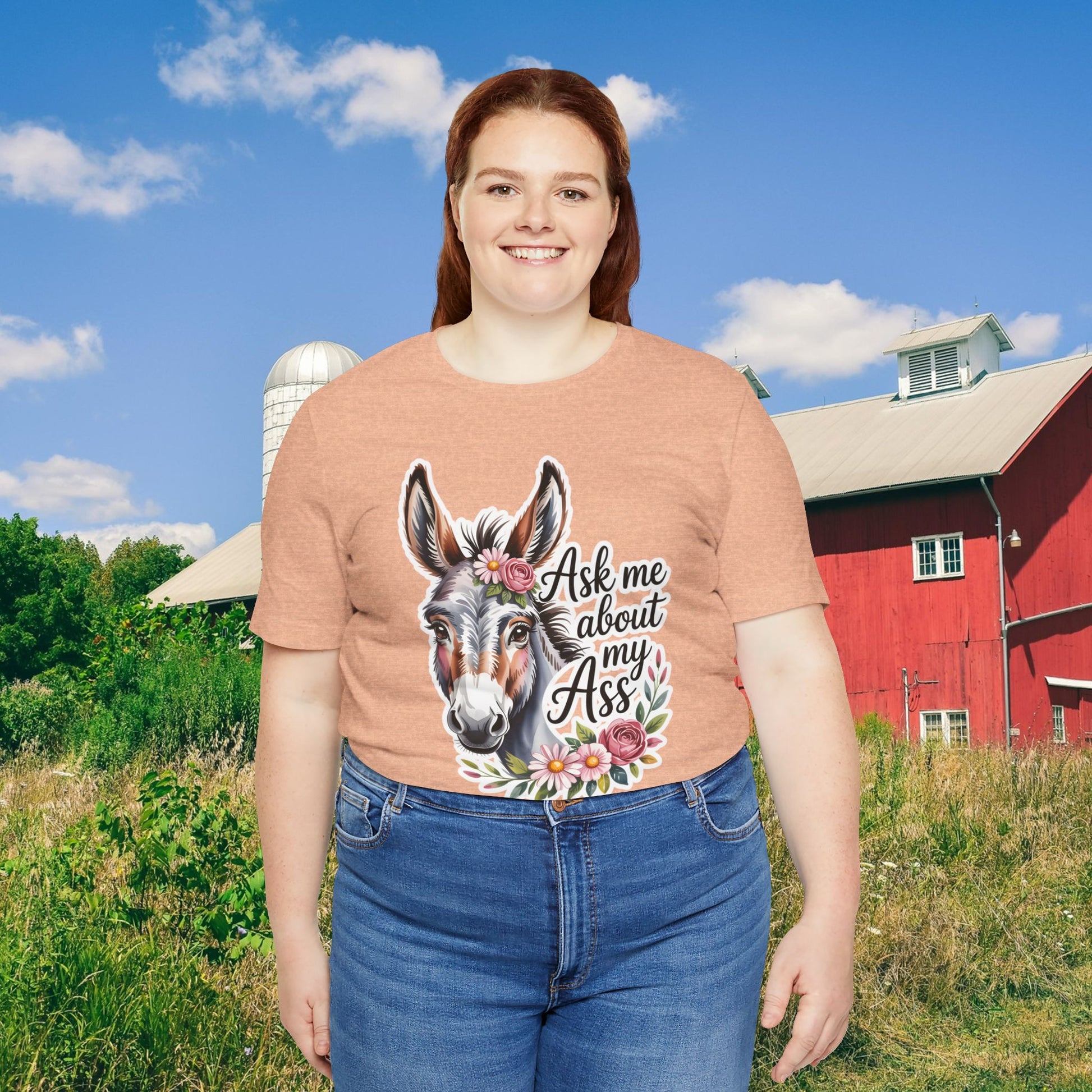Ask Me About My Ass Floral Unisex Jersey Short Sleeve Tee