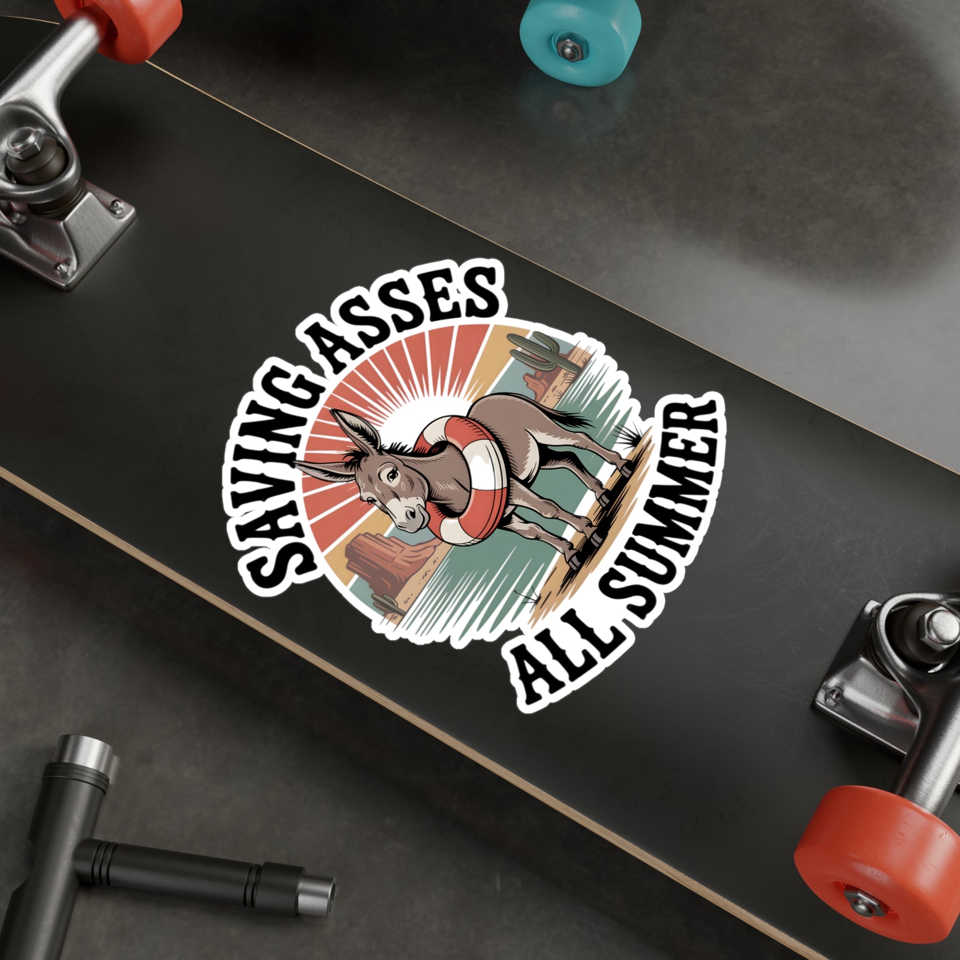 8" x 10" Kiss-Cut Satin | Saving Asses All Summer – Desert Donkey Rescue Sticker | Stickers