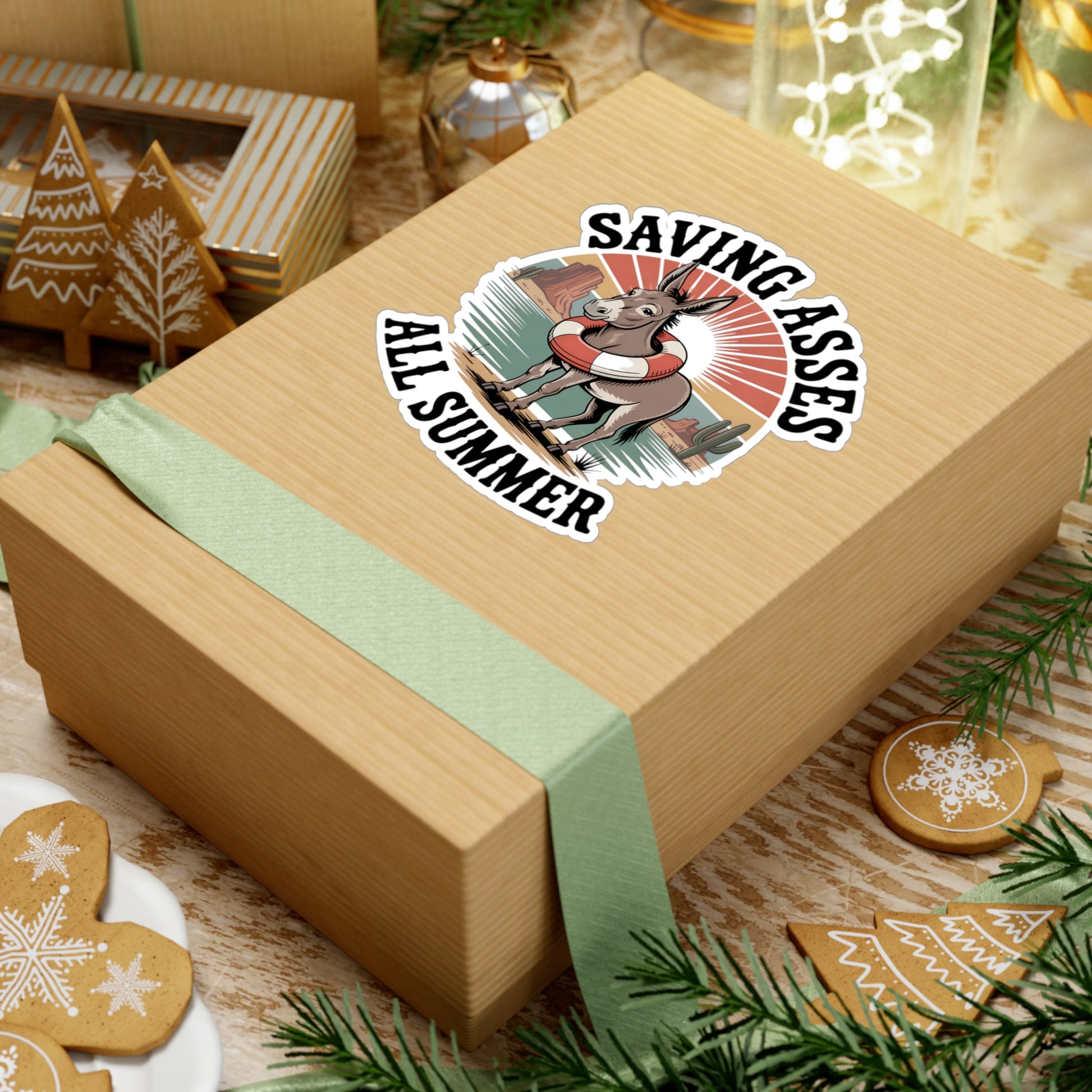 8" x 10" Kiss-Cut Satin | Saving Asses All Summer – Desert Donkey Rescue Sticker | Stickers