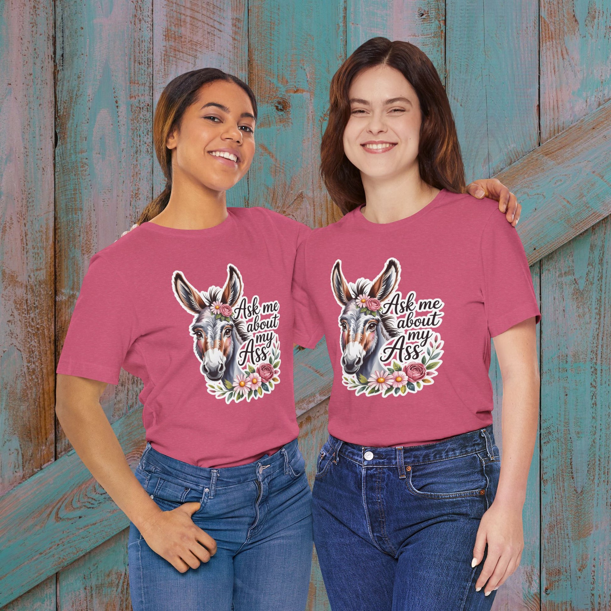 Ask Me About My Ass Floral Unisex Jersey Short Sleeve Tee