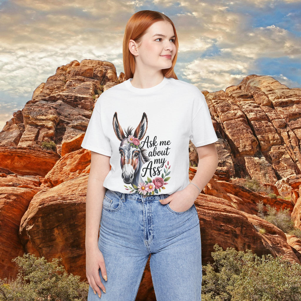 Ask Me About My Ass Floral Unisex Jersey Short Sleeve Tee