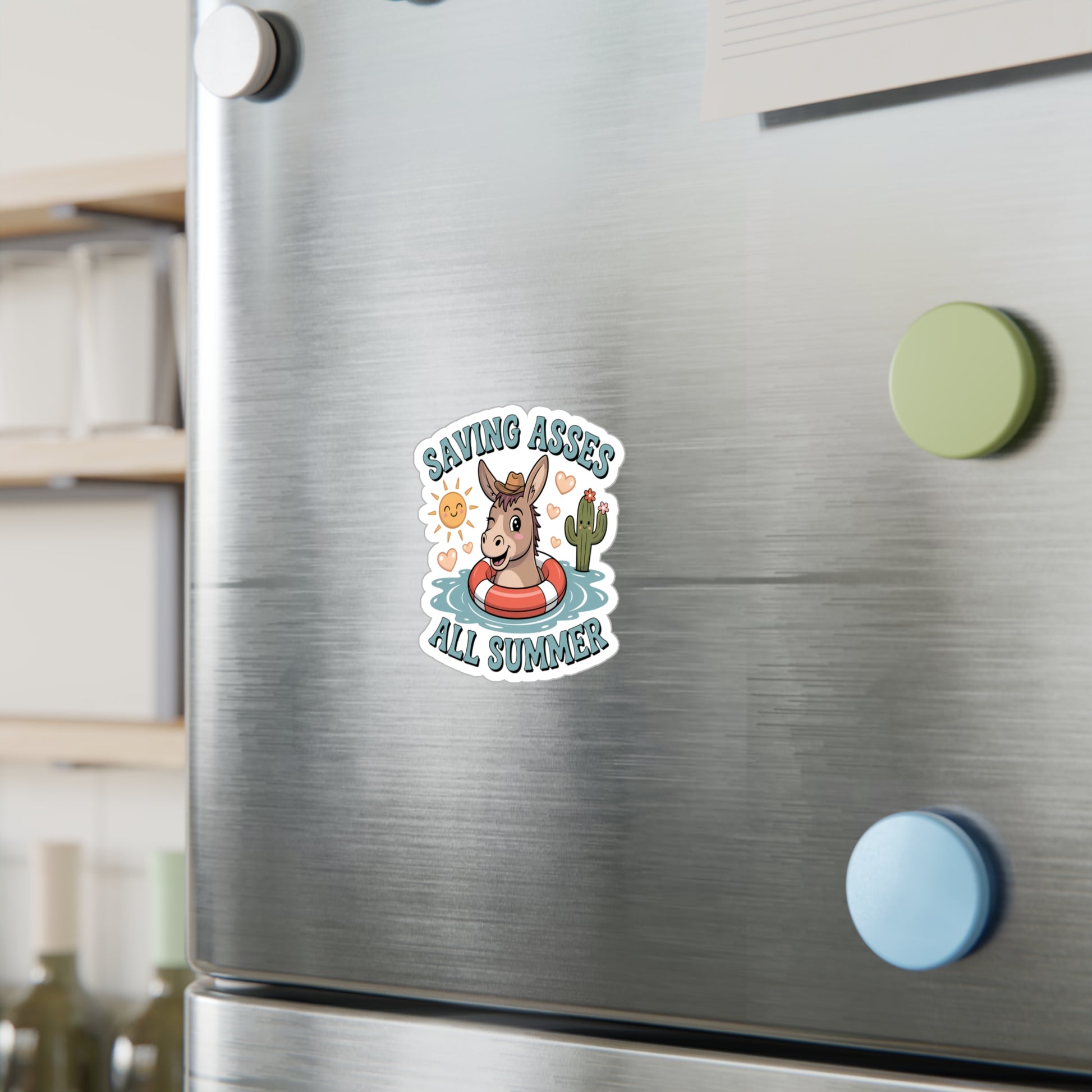 4" x 6" Kiss-Cut Satin | Saving Asses All Summer – Cowboy Donkey Rescue Sticker | Stickers