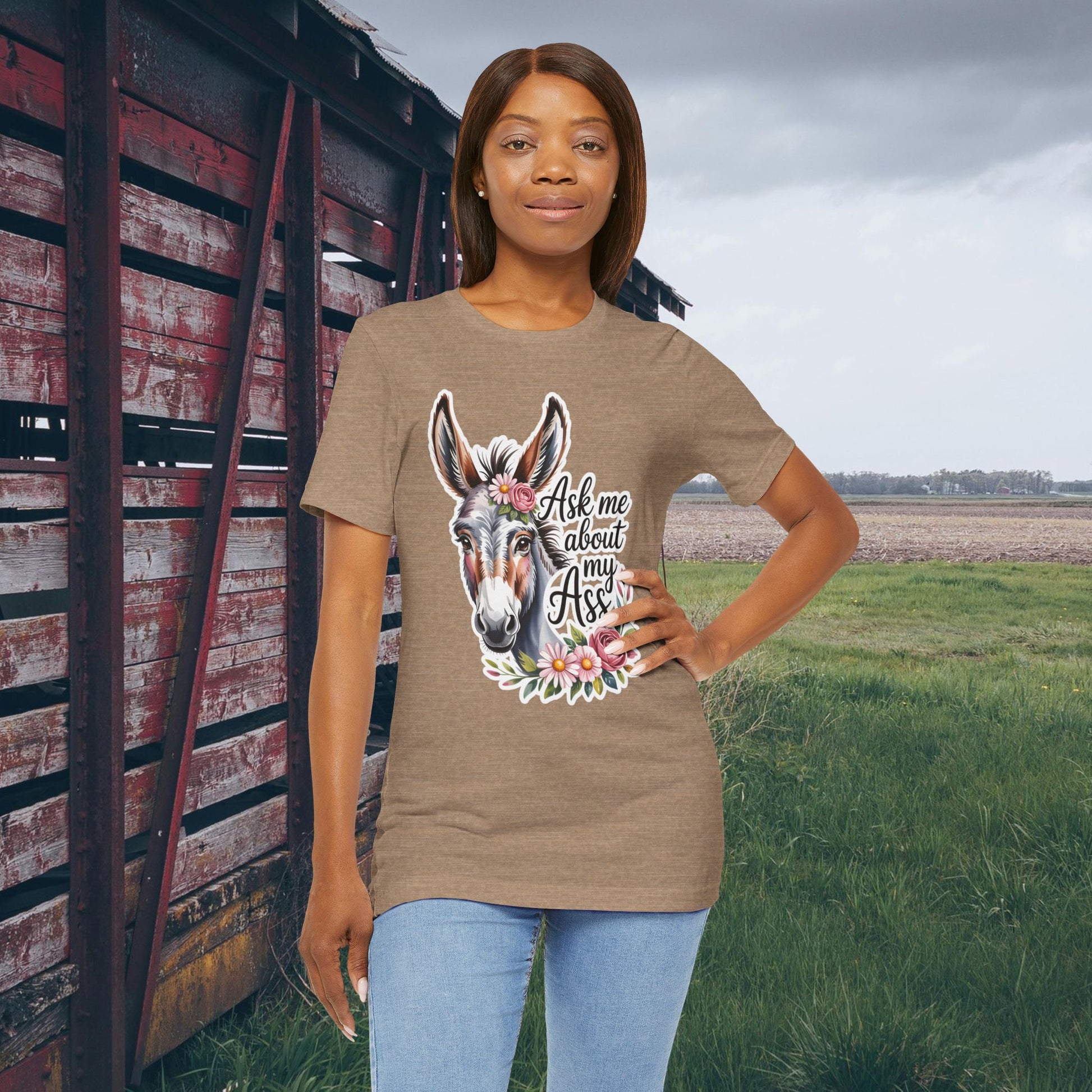 Ask Me About My Ass Floral Unisex Jersey Short Sleeve Tee