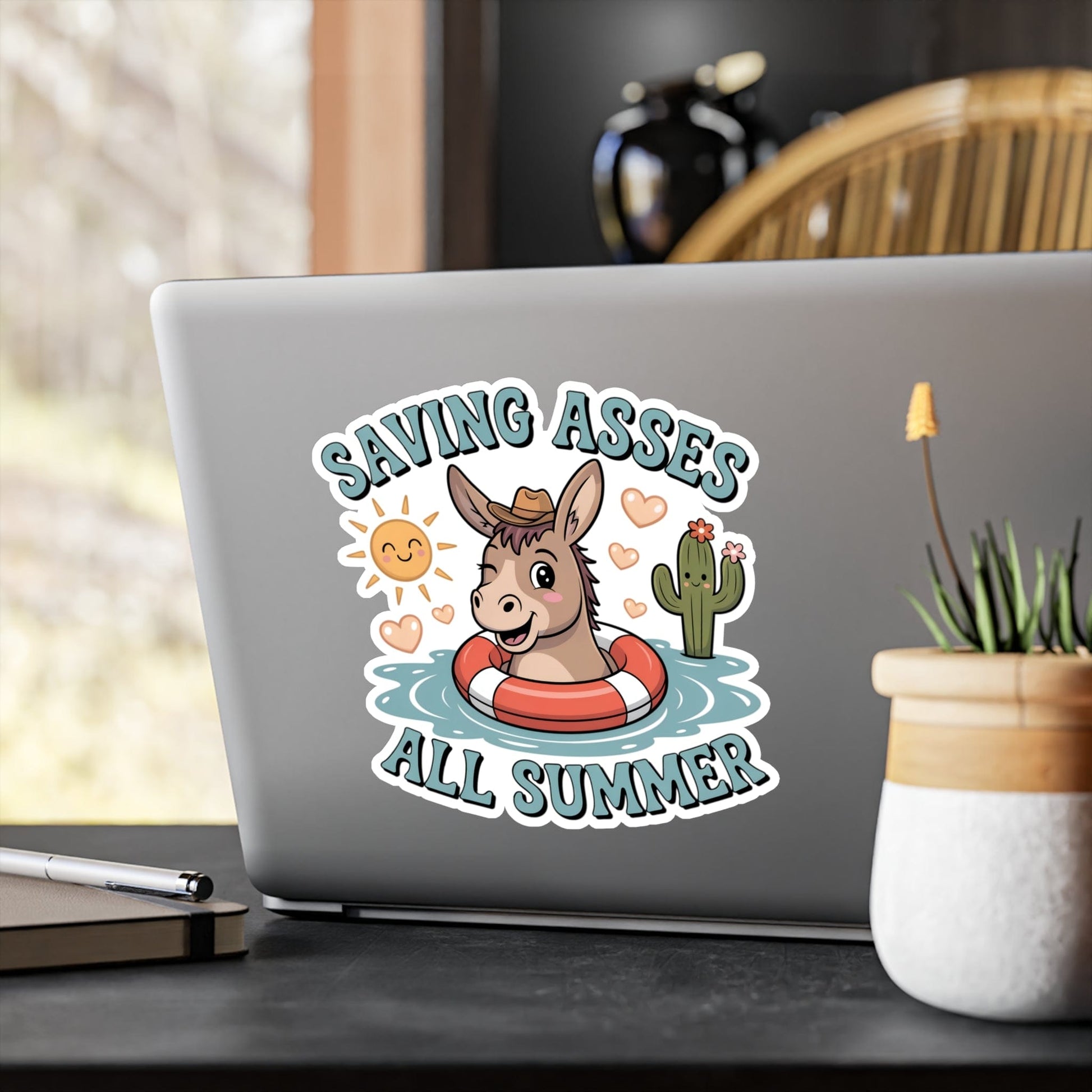 Stickers Saving Asses All Summer – Cowboy Donkey Rescue Sticker