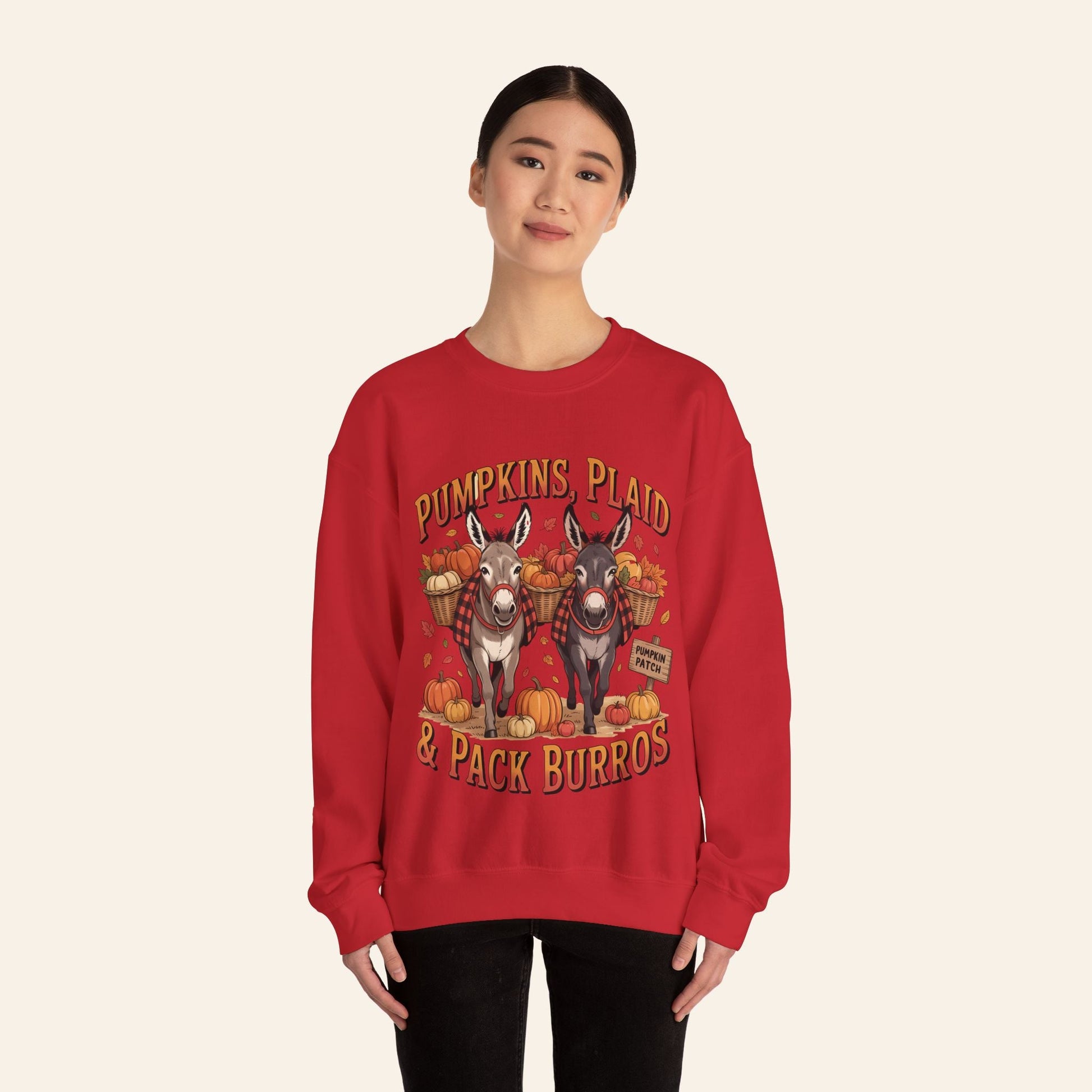 Sweatshirt Pumpkins, Plaid & Pack Burros Cozy Fall Sweatshirt