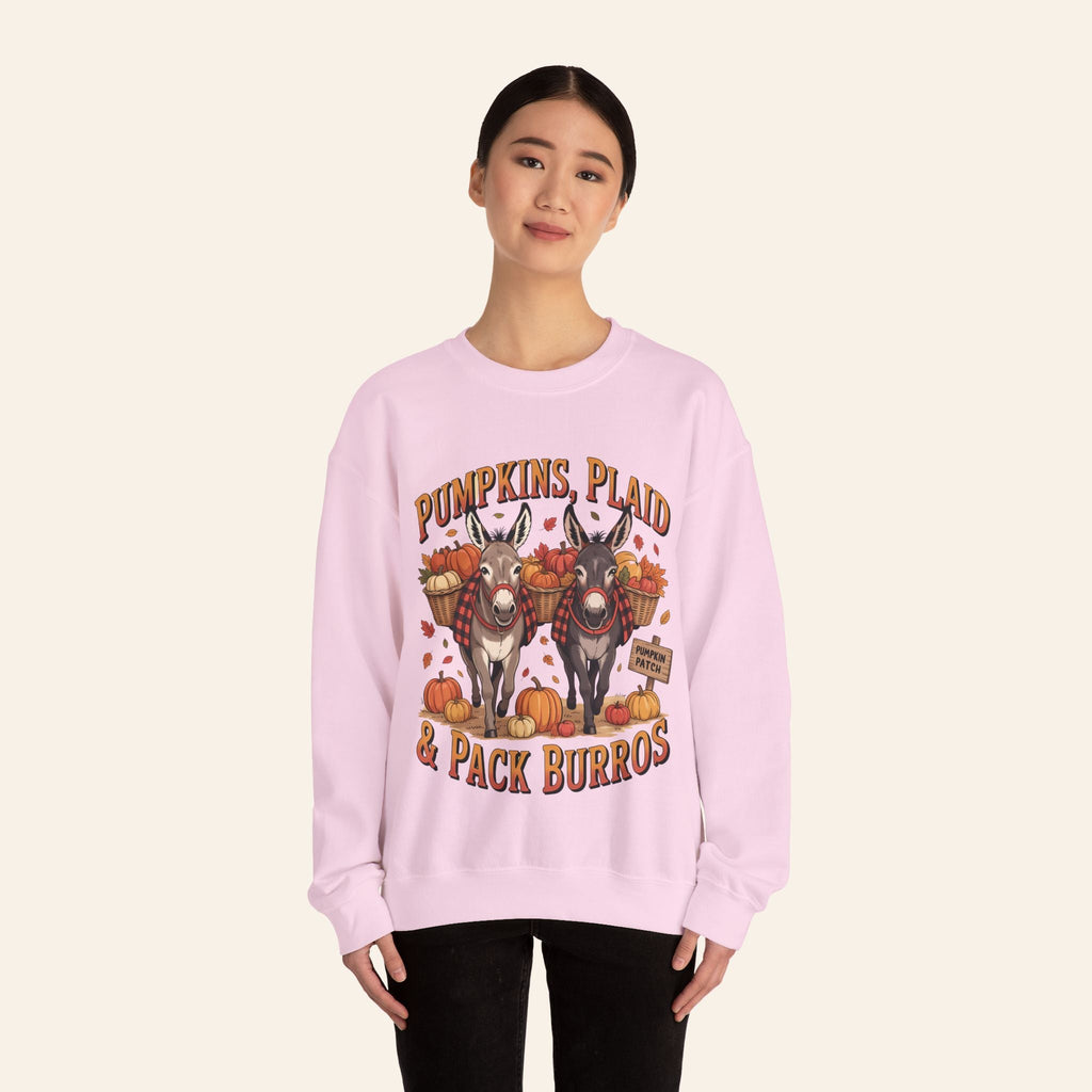 Sweatshirt Pumpkins, Plaid & Pack Burros Cozy Fall Sweatshirt