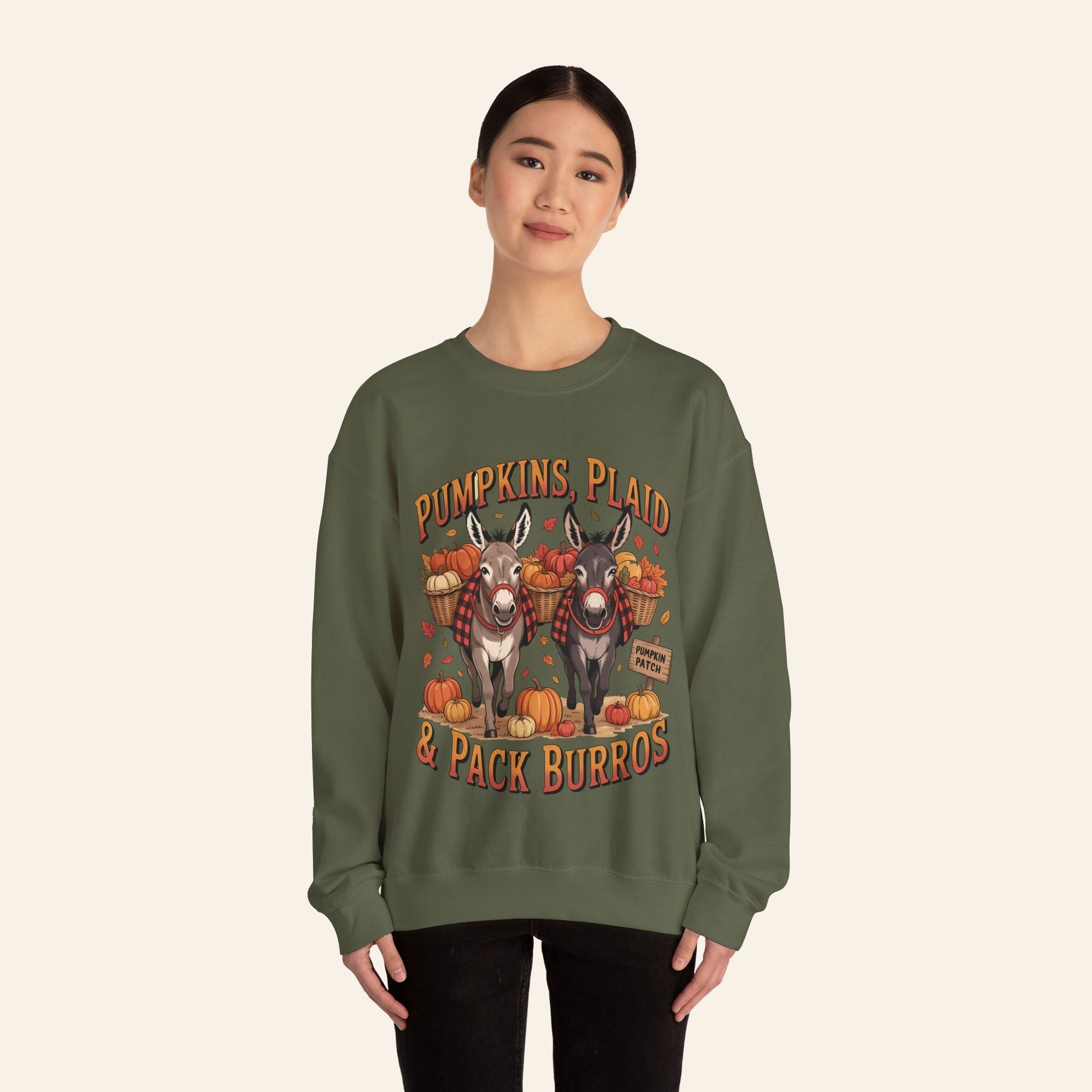 Sweatshirt Pumpkins, Plaid & Pack Burros Cozy Fall Sweatshirt