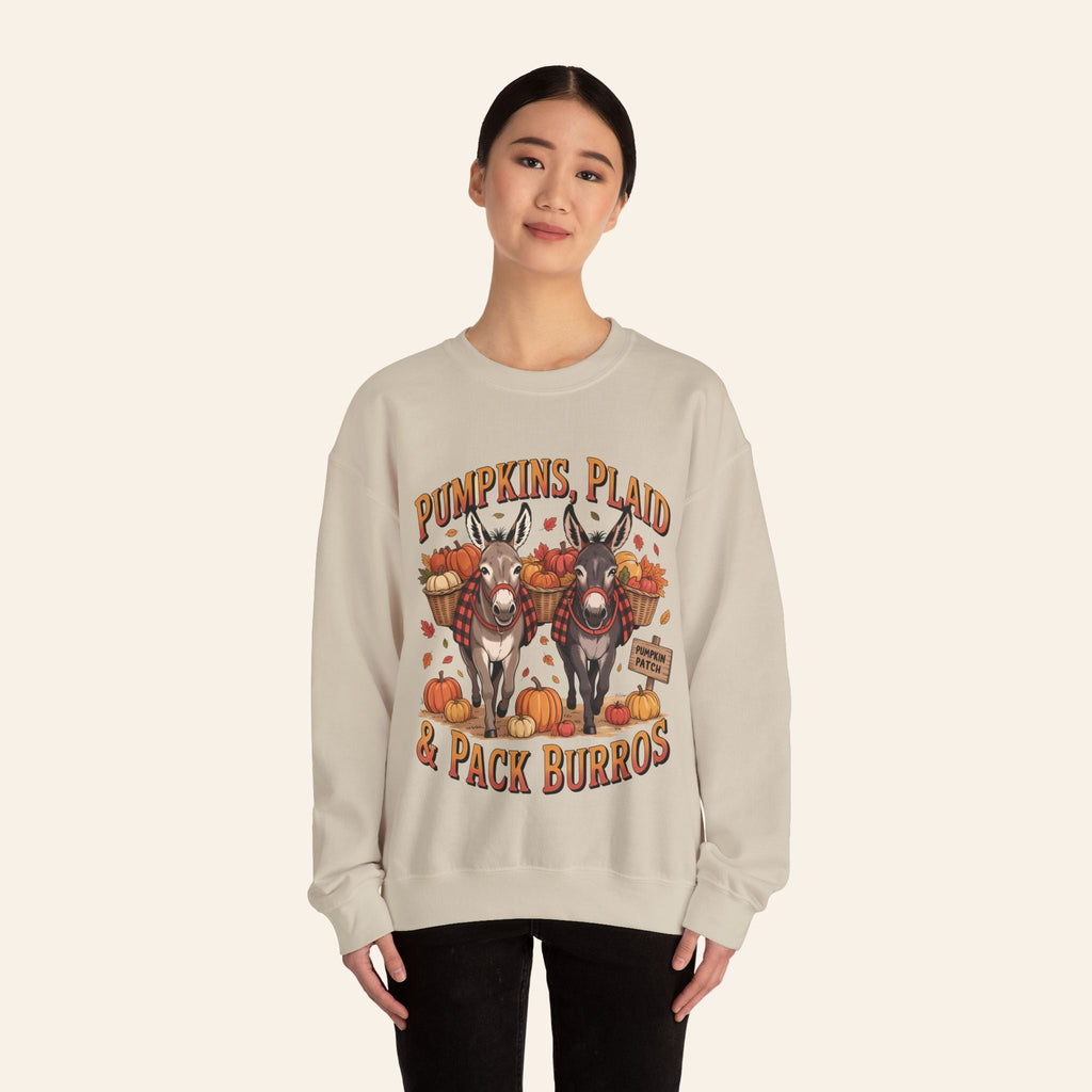 Sweatshirt Pumpkins, Plaid & Pack Burros Cozy Fall Sweatshirt