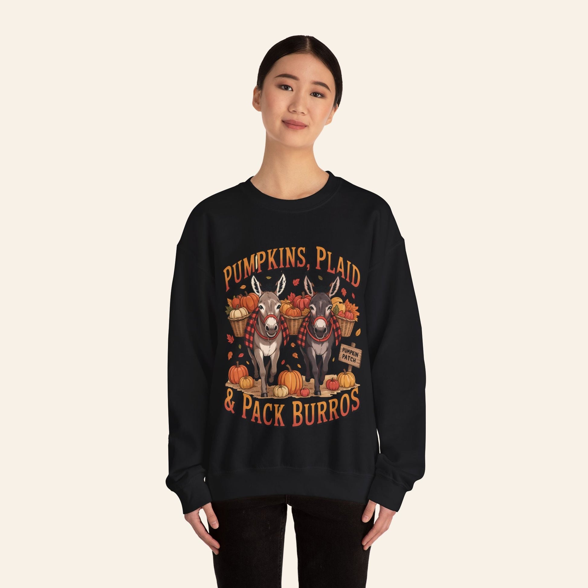 Sweatshirt Pumpkins, Plaid & Pack Burros Cozy Fall Sweatshirt