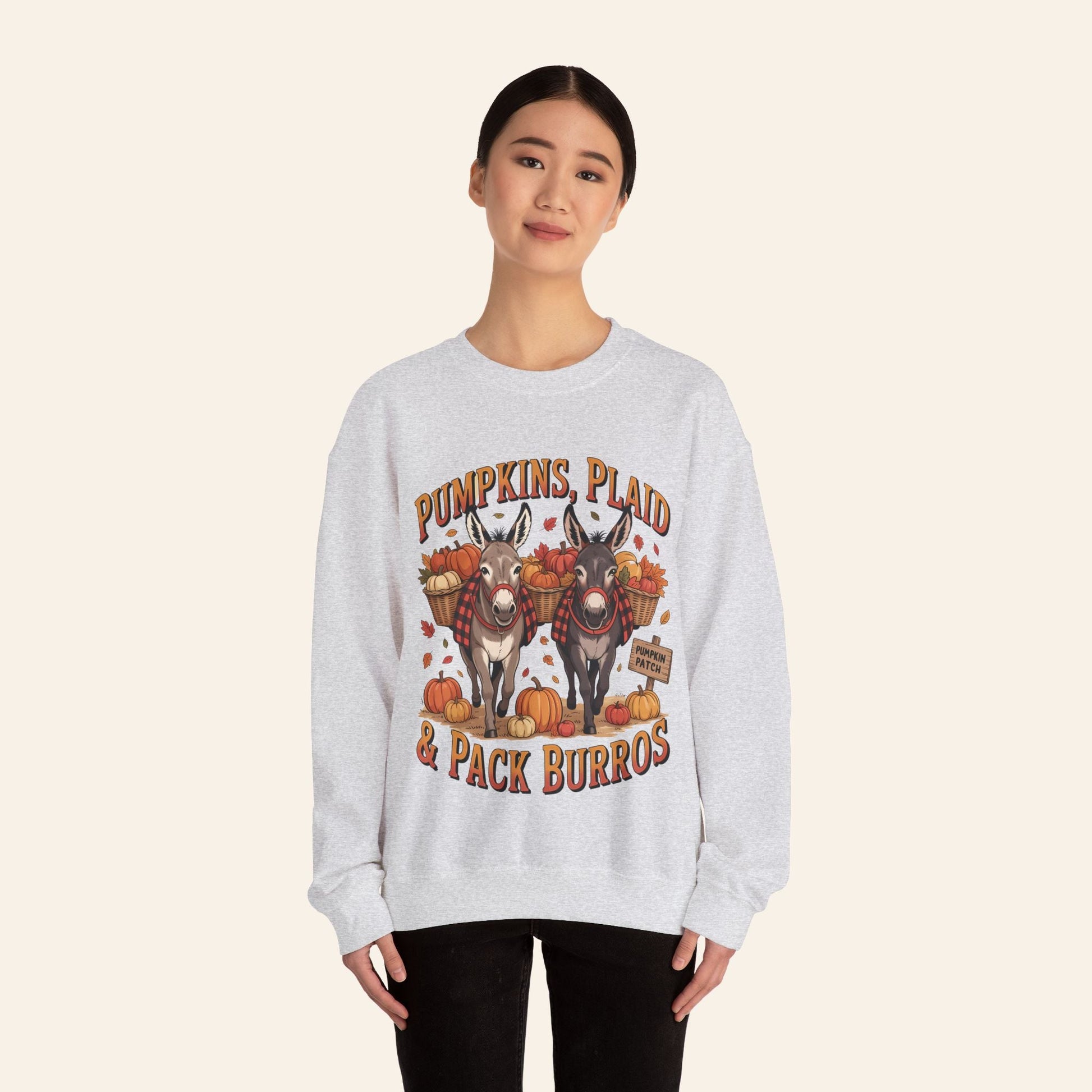 Sweatshirt Pumpkins, Plaid & Pack Burros Cozy Fall Sweatshirt