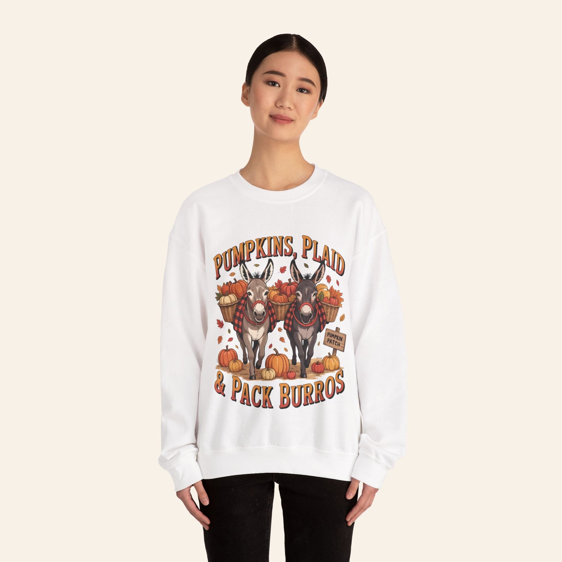 Sweatshirt Pumpkins, Plaid & Pack Burros Cozy Fall Sweatshirt