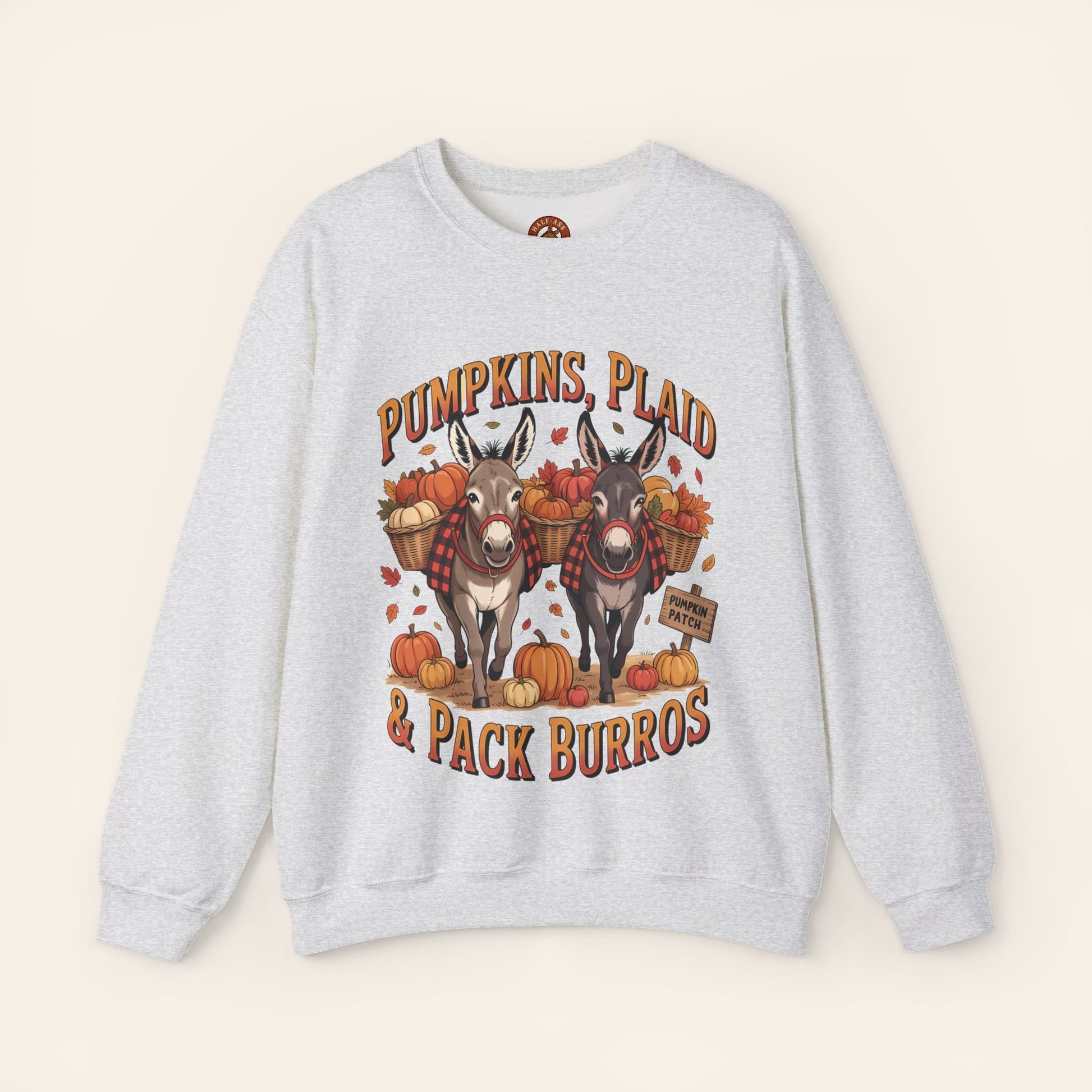 Sweatshirt Pumpkins, Plaid & Pack Burros Cozy Fall Sweatshirt S / Ash