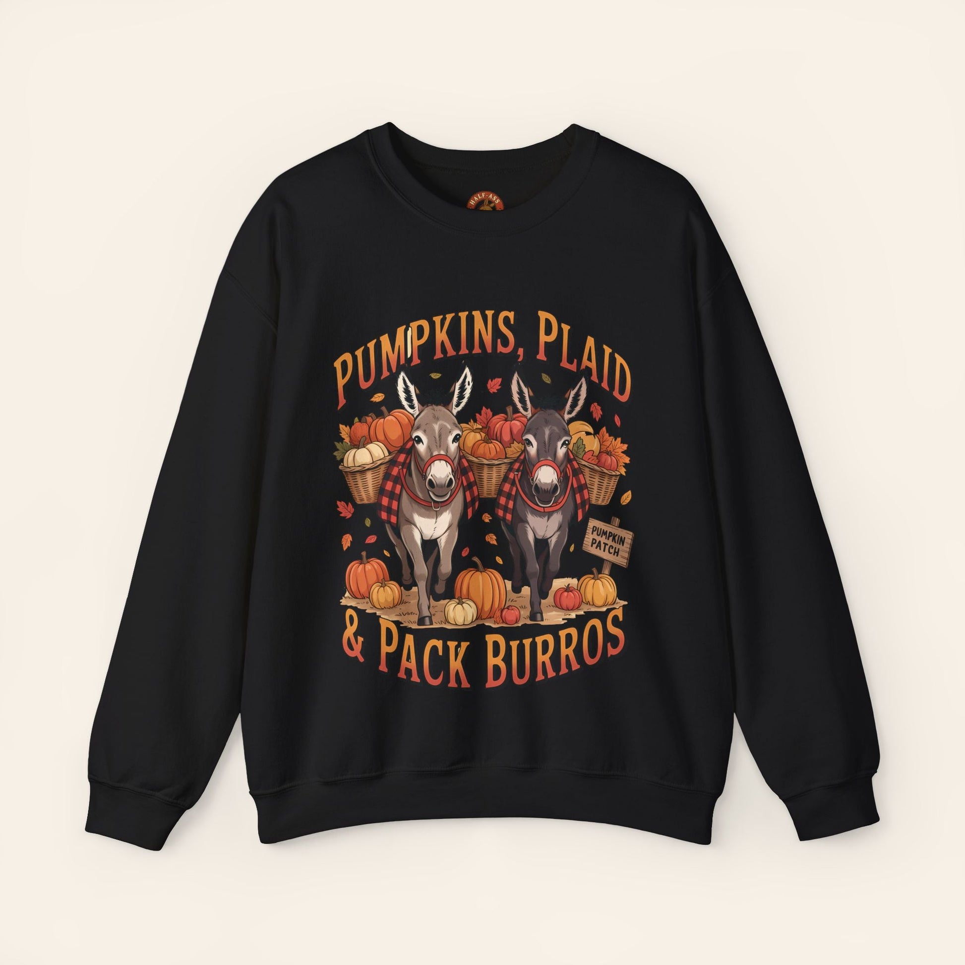 Sweatshirt Pumpkins, Plaid & Pack Burros Cozy Fall Sweatshirt S / Black