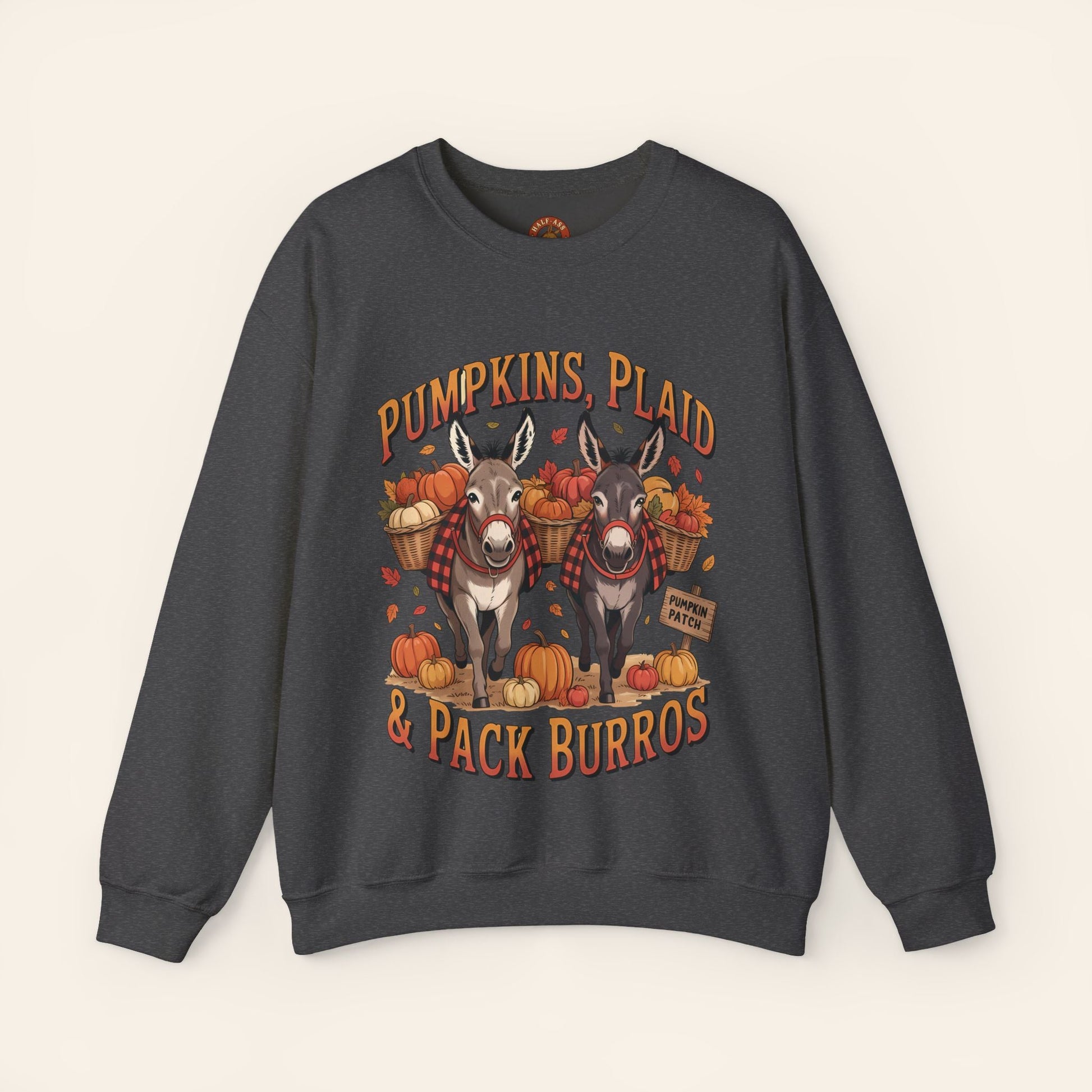 Sweatshirt Pumpkins, Plaid & Pack Burros Cozy Fall Sweatshirt S / Dark Heather