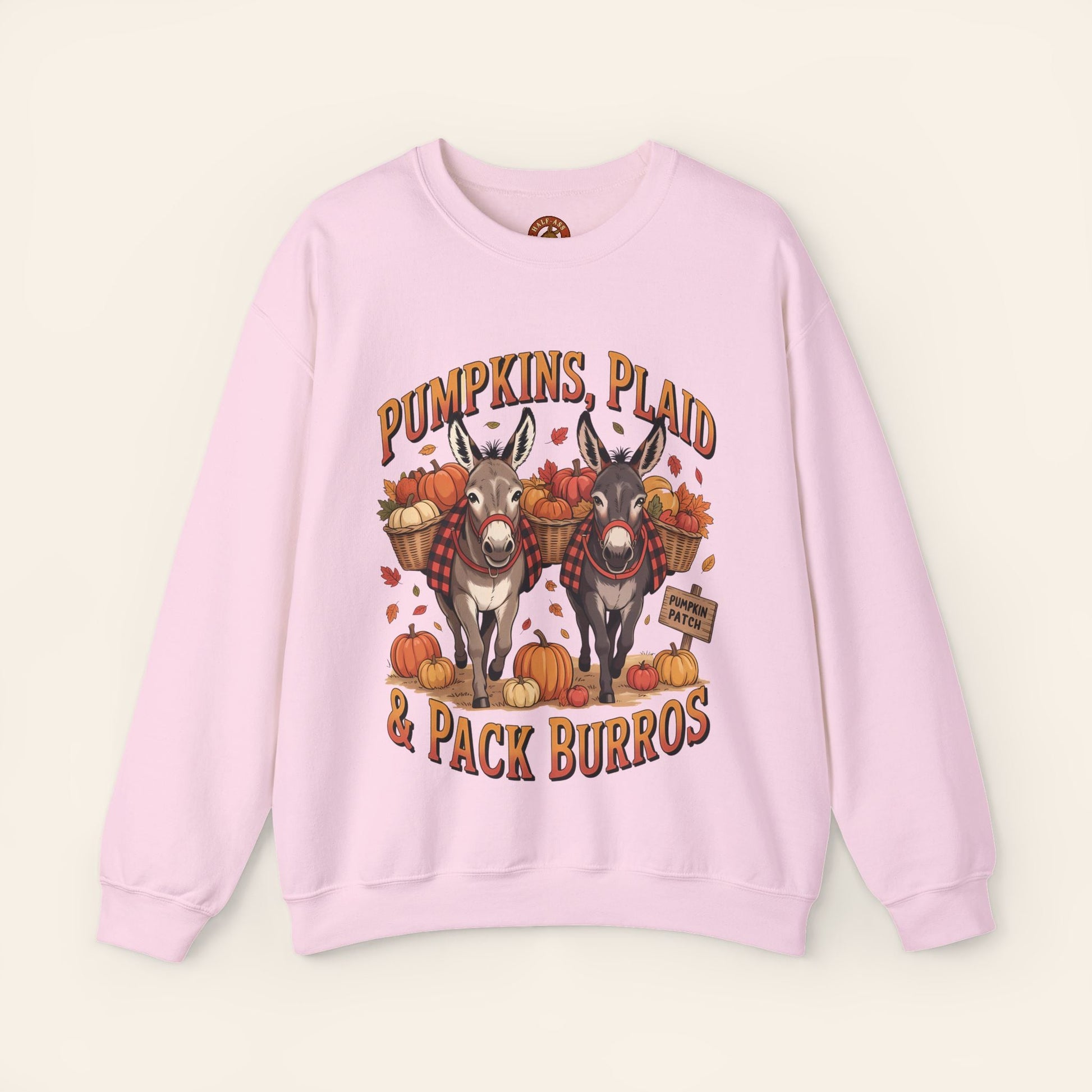 Sweatshirt Pumpkins, Plaid & Pack Burros Cozy Fall Sweatshirt S / Light Pink