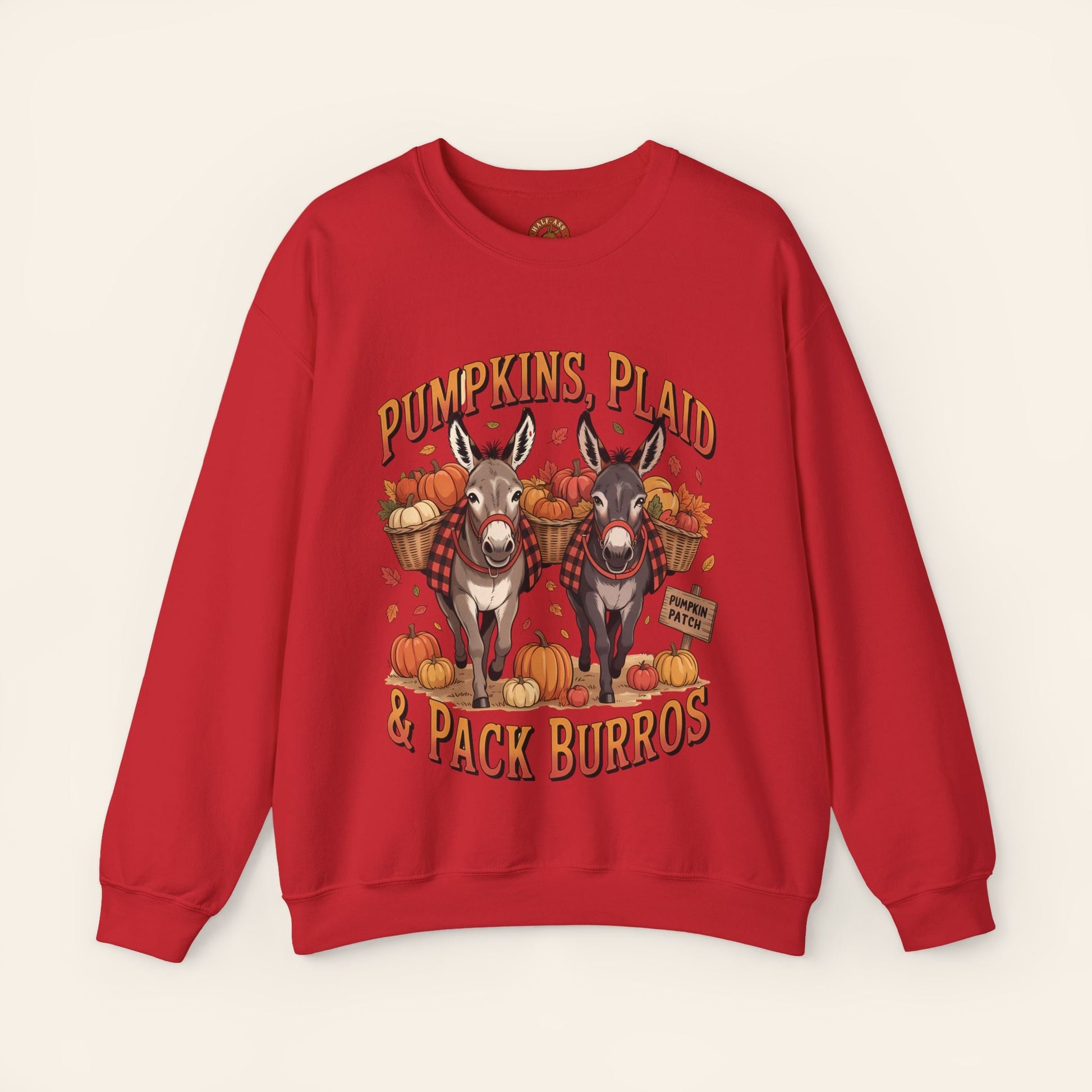 Sweatshirt Pumpkins, Plaid & Pack Burros Cozy Fall Sweatshirt S / Red