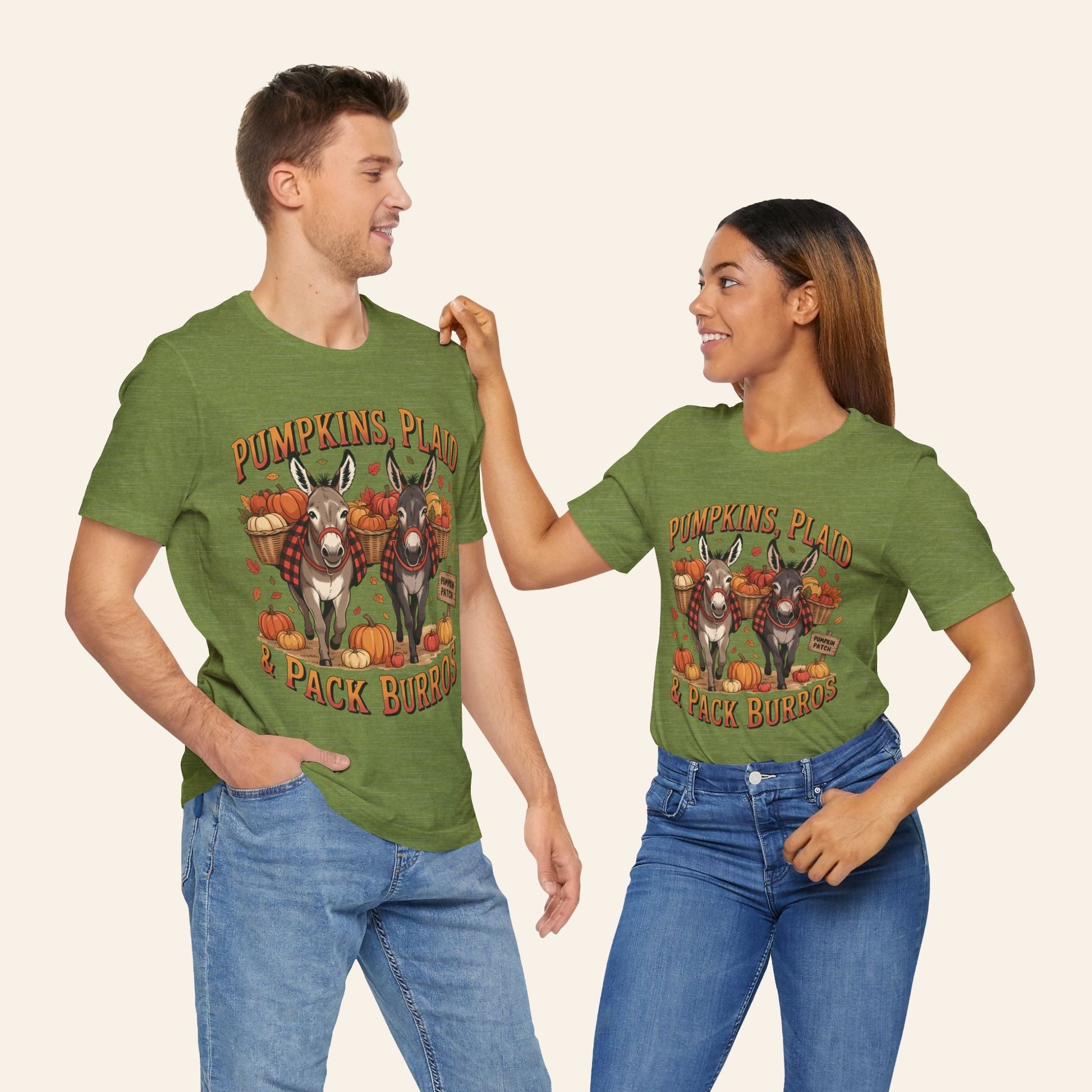 T-Shirt Fall Harvest Tee - Pumpkins, Plaid & Pack Burros Unisex T-Shirt