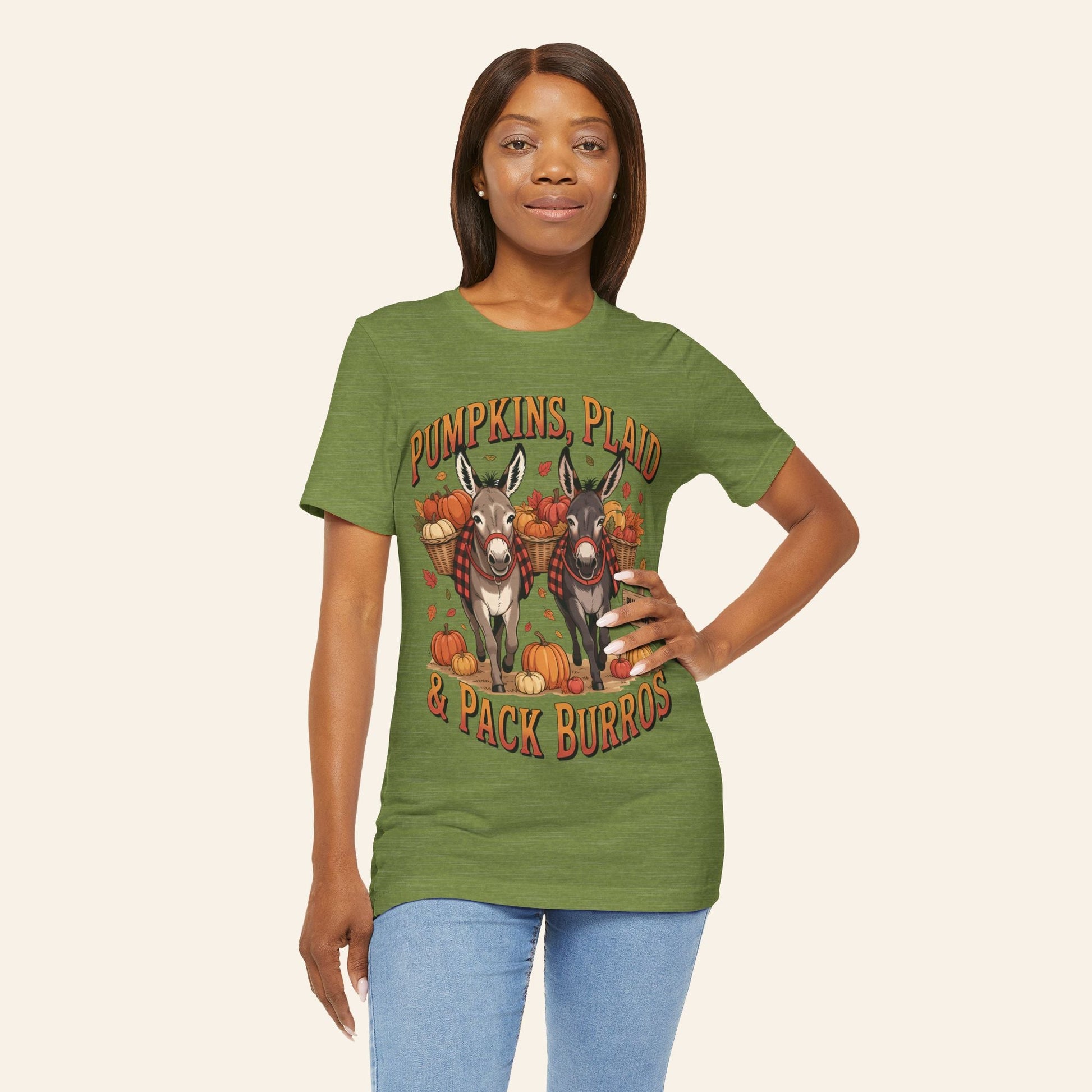 T-Shirt Fall Harvest Tee - Pumpkins, Plaid & Pack Burros Unisex T-Shirt