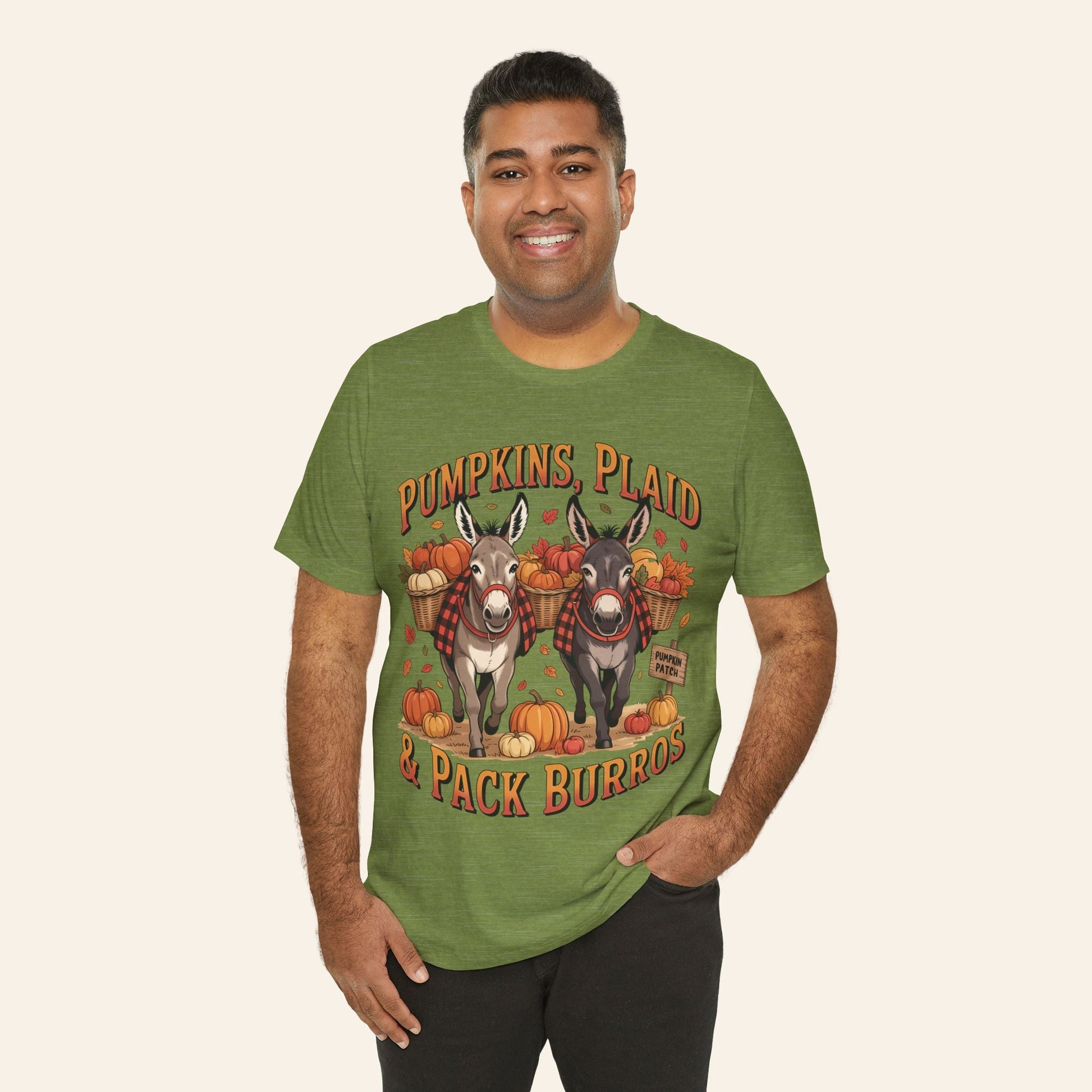 T-Shirt Fall Harvest Tee - Pumpkins, Plaid & Pack Burros Unisex T-Shirt